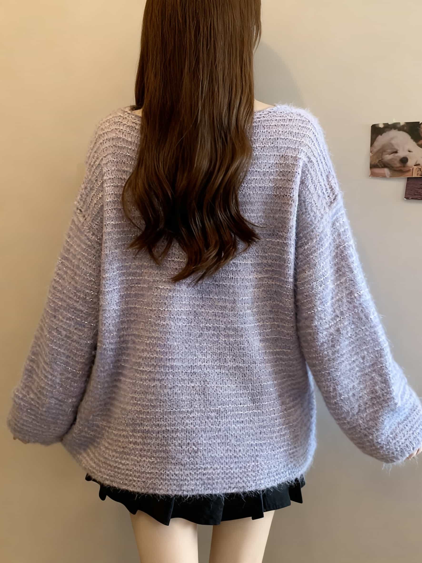 ニット セーター レディース トップス 長袖 プルオーバー ざっくり ゆるニット シャギーニット もこもこ ふわふわ ボリューム袖 ドロップショルダー 体型カバー 着痩せ 華奢見え 二の腕カバー お尻隠れる 暖かい 防寒 秋 冬 春 大人可愛い きれいめ カジュアル｜Yokos 8,732円