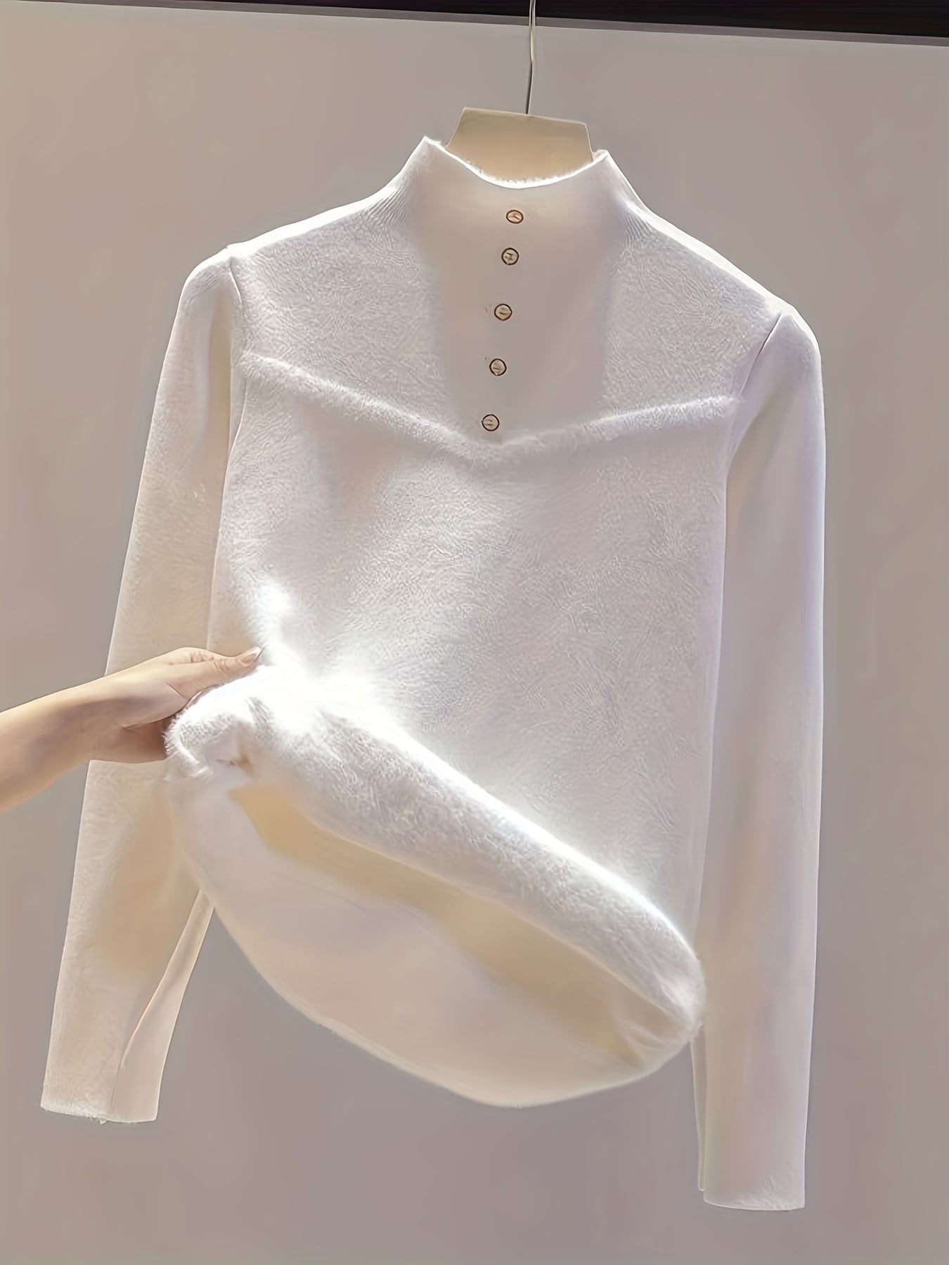 【裏起毛×蓄熱保温】ニット セーター レディース 厚手 裏ボア ハイネック モックネック トップス インナー 長袖 プルオーバー 暖かい あったか 防寒 もこもこ シャギー ミンクタッチ ボア ボタン 無地 体型カバー 着痩せ 細見え 華奢見え 秋 冬 秋冬 通勤 オフィス 8,469円