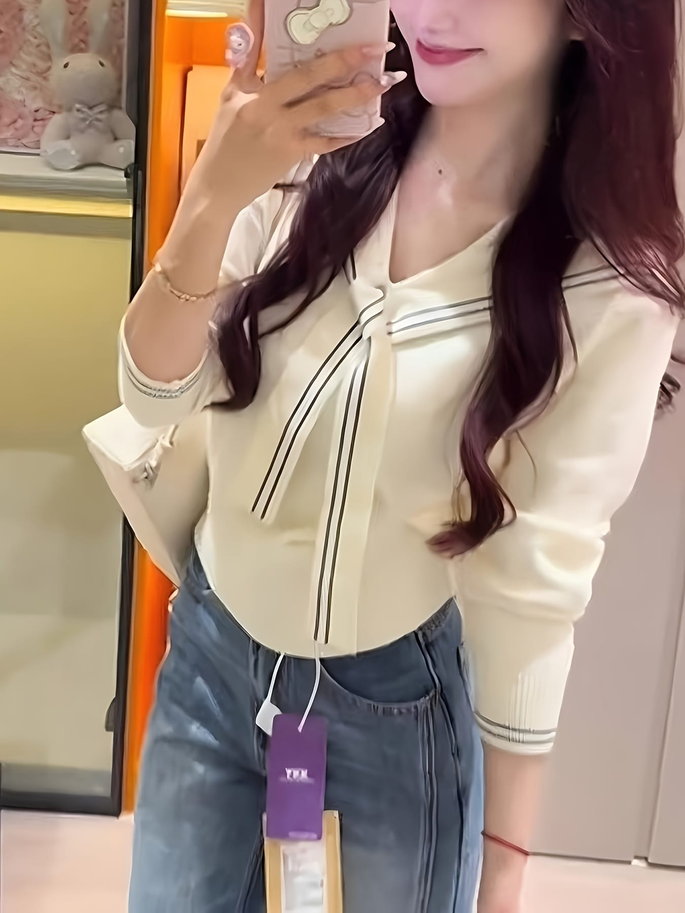 【大人可愛い】 セーラーカラー ニット レディース トップス 長袖 襟付き フェイクレイヤード 重ね着風 ショール風 マリン セーター Vネック ライン入り リボン プルオーバー きれいめ 体型カバー 着痩せ 細見え 華奢見え オフィス 通勤 OL カジュアル デート 女子会｜Yokos 7,780円