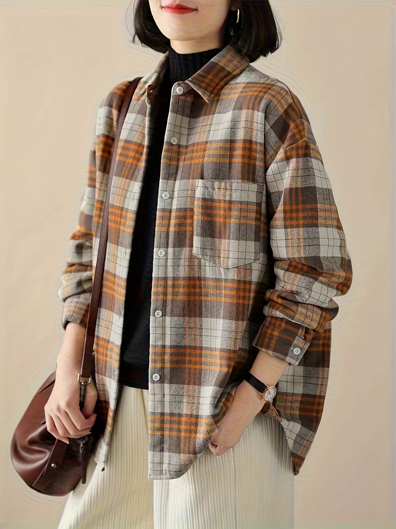 【起毛感たっぷり】チェックシャツ ネルシャツ レディース 秋冬 長袖 トップス ブラウス シャツジャケット 羽織り ネル 起毛 暖かい ビッグシルエット オーバーサイズ 体型カバー お尻が隠れる 着痩せ 華奢見え カジュアル 襟付き 前開き 格子柄 タータンチェック