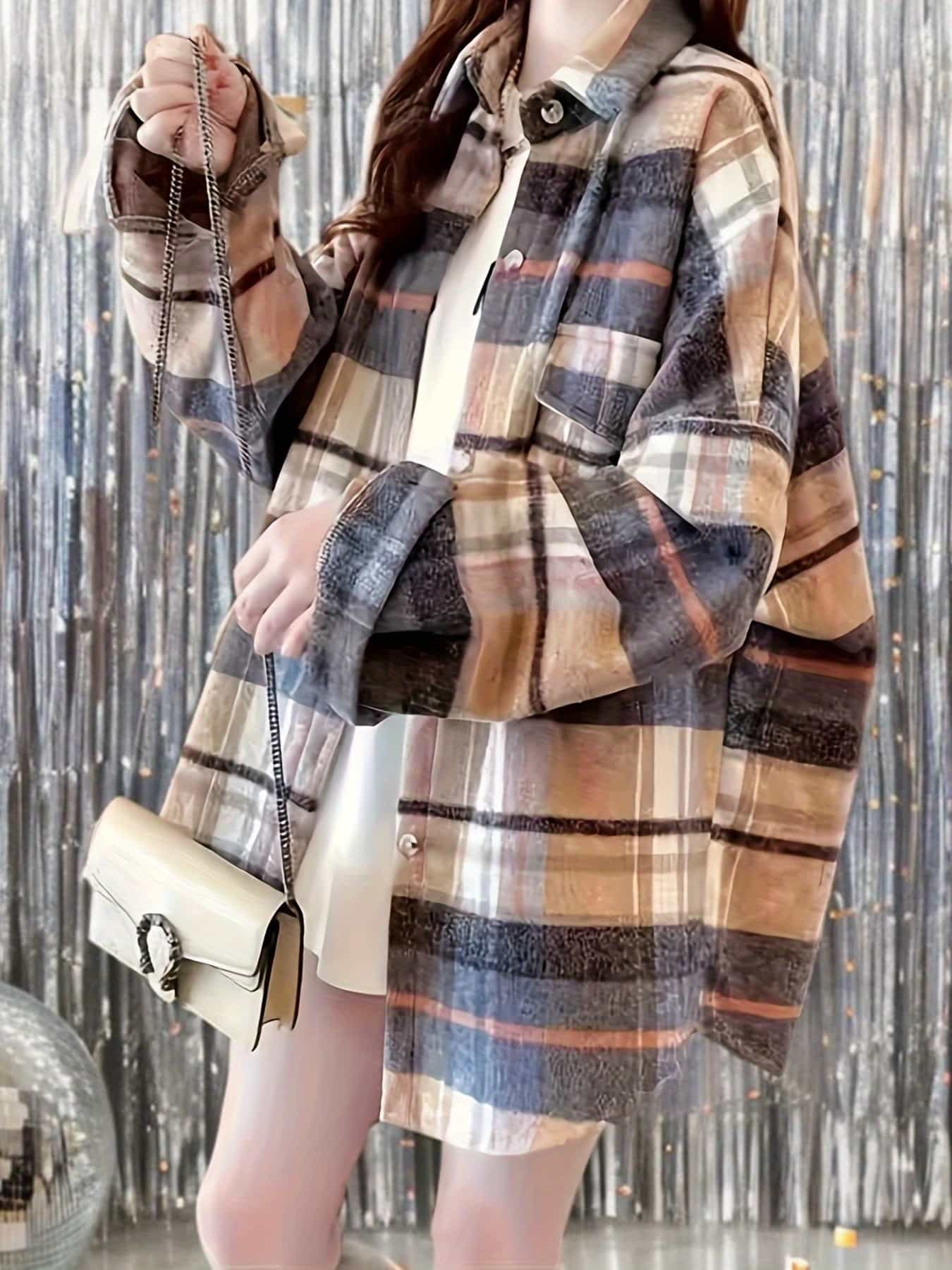 【起毛感×大判チェック】チェックシャツ レディース 長袖 ネルシャツ シャツ ブラウス トップス 襟付き タータンチェック ビッグシルエット オーバーサイズ ゆるシャツ 前開き 羽織り 起毛 カジュアル 体型カバー お尻が隠れる 華奢見え 着痩せ ゆったり 楽ちん