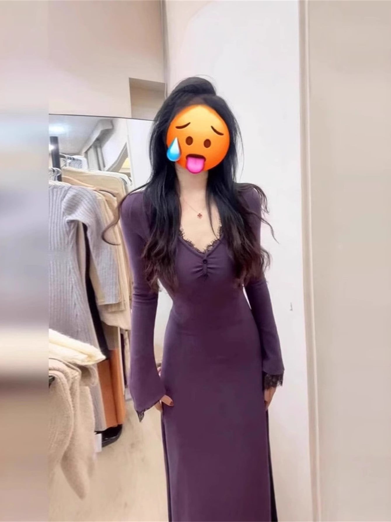 ニットワンピース Vネック レース ロングワンピース タイト セクシー 長袖 秋 冬 レディース リブニット ワンピ マキシ丈 膝下 異素材 切り替え 着痩せ 細見え 体型カバー 二の腕カバー 大人可愛い きれいめ エレガント パーティー 結婚式 二次会 お呼ばれ デート