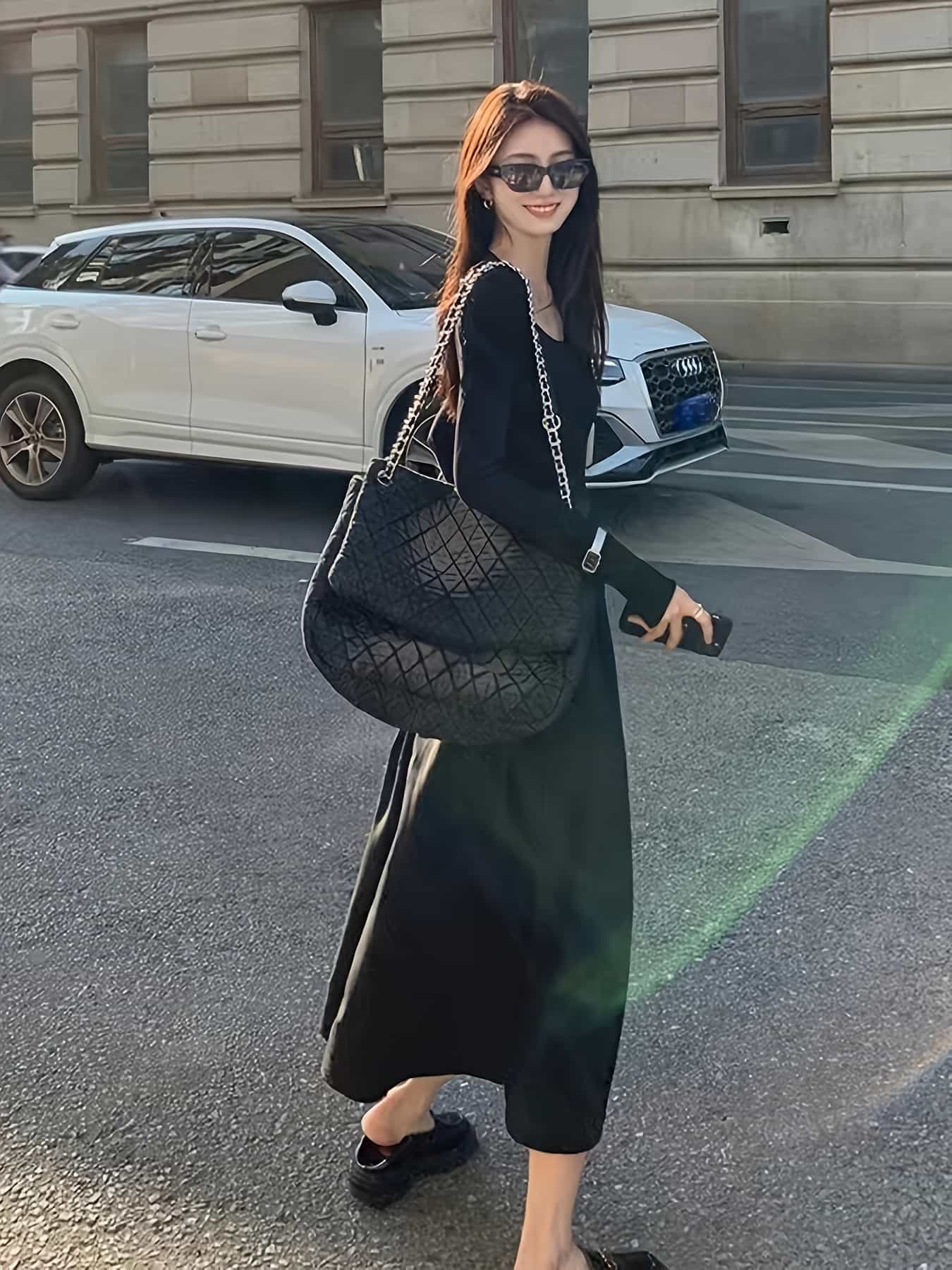 【スクエアネック】 ワンピース ロング 長袖 Aライン レディース 春 秋 冬 きれいめ マキシワンピース ロングワンピース 膝下 ひざ下 体型カバー 着痩せ 細見え ウエストマーク 無地 シンプル オフィス 通勤 OL 2次会 結婚式 参観日 お呼ばれ デート 20代 30代 40代