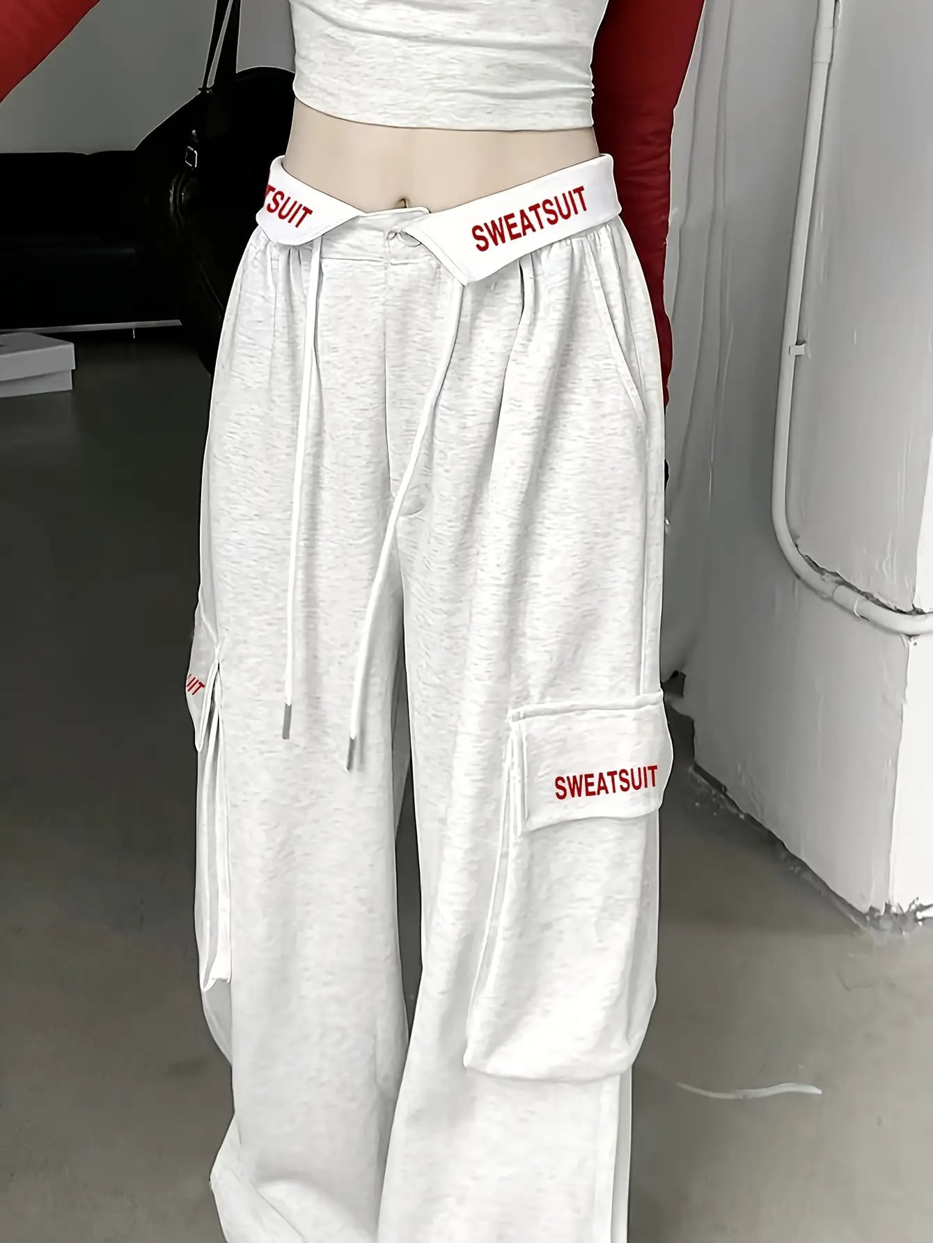 【2way折り返し】カーゴパンツ スウェットパンツ レディース ヒップホップ ダンス 衣装 ワイドパンツ ストリート系 韓国 ファッション ロゴ 刺繍 英字 ウエストゴム イージーパンツ ズボン ワークパンツ ボトムス ロングパンツ ゆったり 体型カバー 脚長 着痩せ 練習着