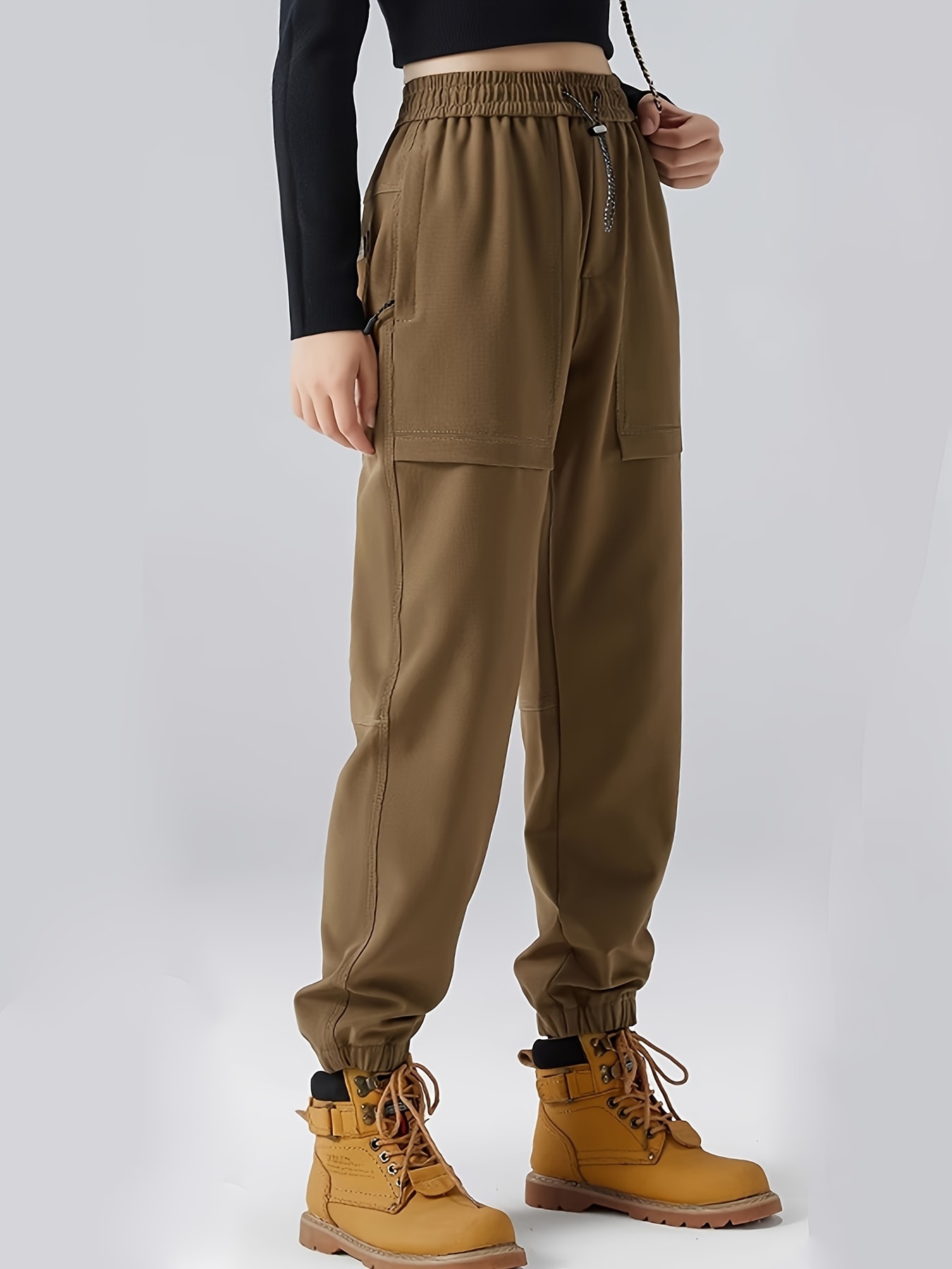 【極暖！裏起毛】 カーゴパンツ レディース ジョガーパンツ ワークパンツ ズボン ボトムス ロングパンツ ミリタリーパンツ 暖かい 防寒 保温 防風 厚手 裏ボア ウエストゴム ドロスト ゆったり 体型カバー 着痩せ 美脚 楽ちん アウトドア キャンプ 登山 ハイキング