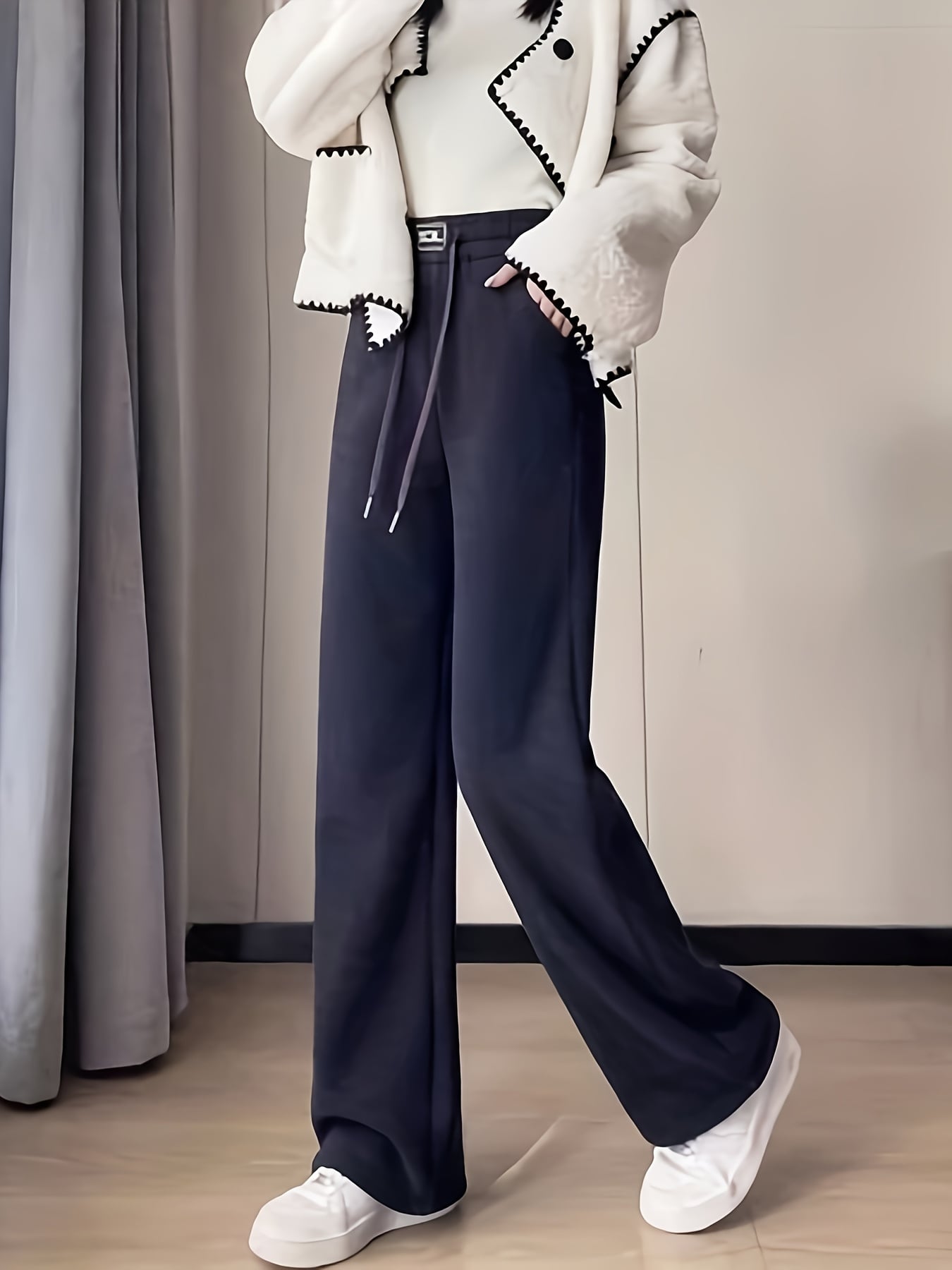 【極暖?裏起毛】 ワイドパンツ レディース 裏起毛パンツ ズボン ロングパンツ ストレートパンツ シェニール風 厚手 あったか ドロスト ウエストゴム 楽ちん 体型カバー 着痩せ 脚長 美脚 痩せ見え ぽかぽか 蓄熱 保温 防寒 寒さ対策 通勤 秋 冬 秋冬 大きいサイズ 黒