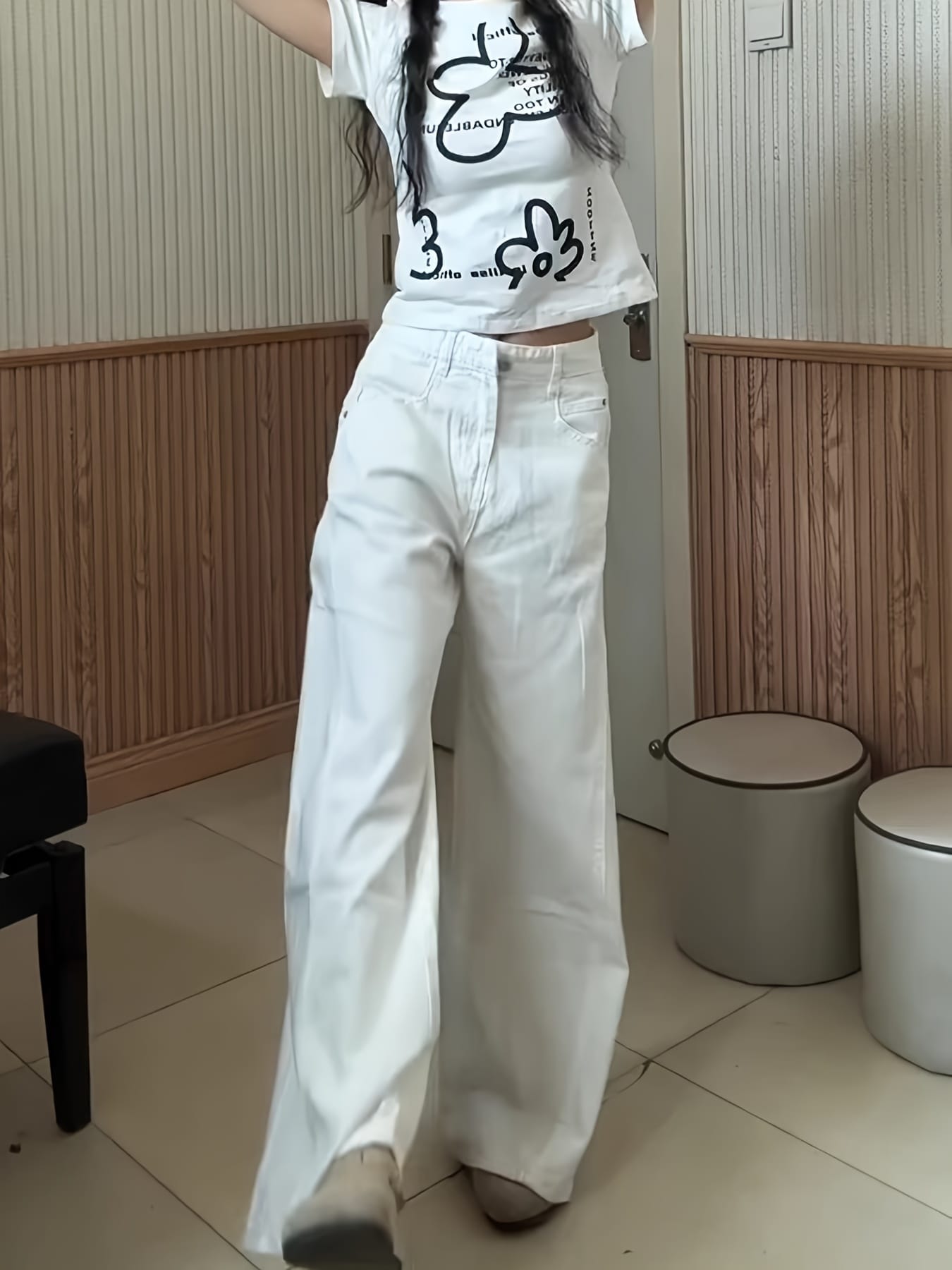 【脚長美脚】ワイドパンツ レディース デニム ジーンズ ストレート ハイウエスト ホワイト デニムパンツ ジーパン 白 ズボン ロングパンツ バギーパンツ ガウチョ ボトムス 体型カバー 着痩せ ゆったり 楽ちん カジュアル 大人女子 きれいめ オフィス 通勤 通学 デート