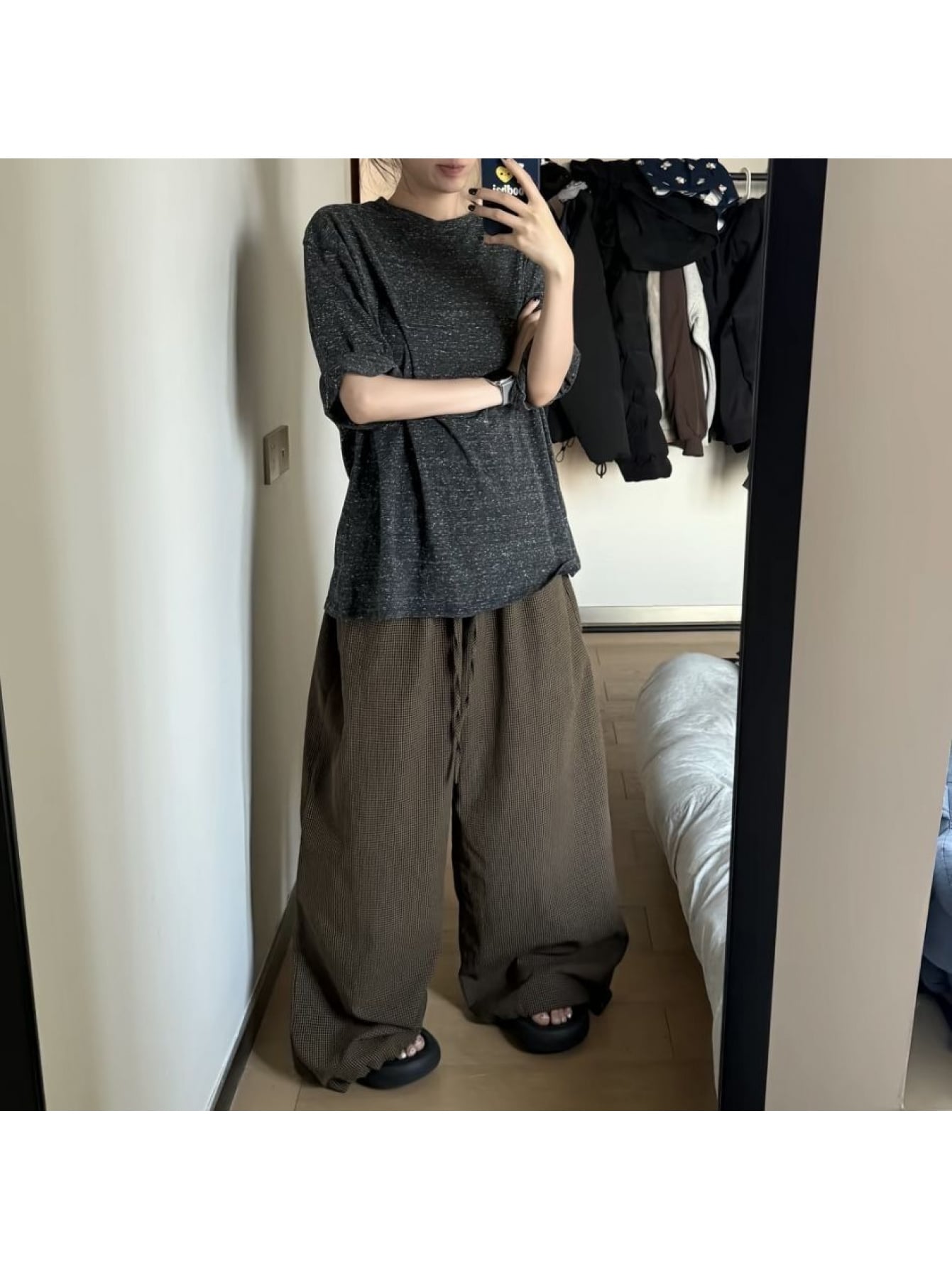 【レトロチェック】 ワイドパンツ レディース バギーパンツ イージーパンツ チェック柄 格子柄 ズボン ボトムス ロングパンツ ゆるパンツ ウエストゴム ドロスト ゆったり 体型カバー 着痩せ 脚? 美脚 リラックス 楽ちん カジュアル ストリート 韓国風 部屋着