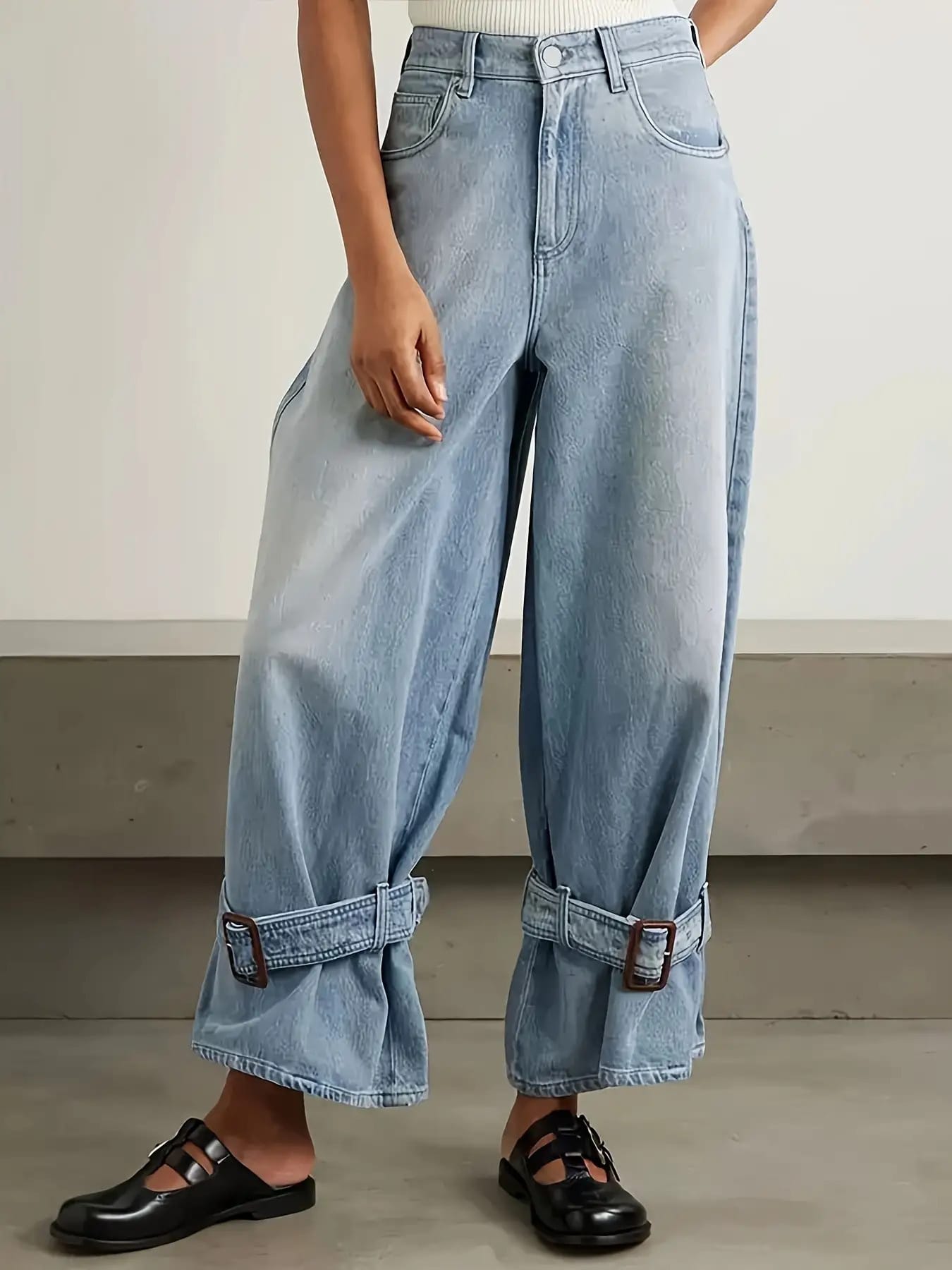 【2WAYデザイン】デニム パンツ レディース ワイドパンツ ジーンズ ハイウエスト 裾ベルト 2way ストレート ジーパン ズボン ボトムス ロング丈 裾絞り タック 体型カバー 着痩せ 細見え 脚長 美脚 ゆったり 楽ちん 大きいサイズ カジュアル きれいめ 大人可愛い
