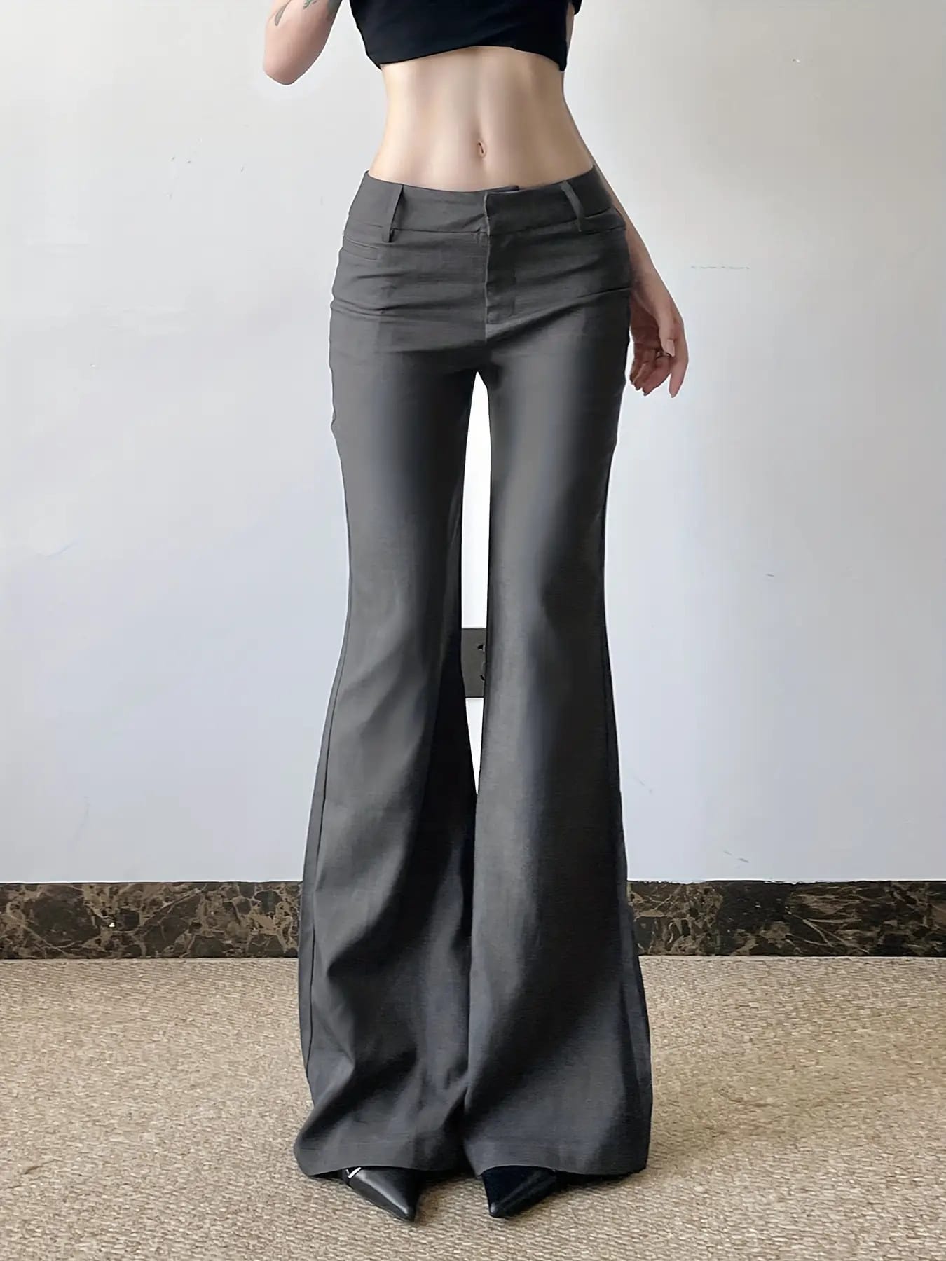 【美脚見え】 ローライズ ベルボトム パンツ レディース ブーツカット スラックス ズボン ロング丈 脚長効果 2000s Y2K ストレッチ スリム タイト ボトムス カジュアル オフィス 通勤 OL 事務服 フォーマル シンプル 体型カバー 着痩せ 細見え 骨格ウェーブ