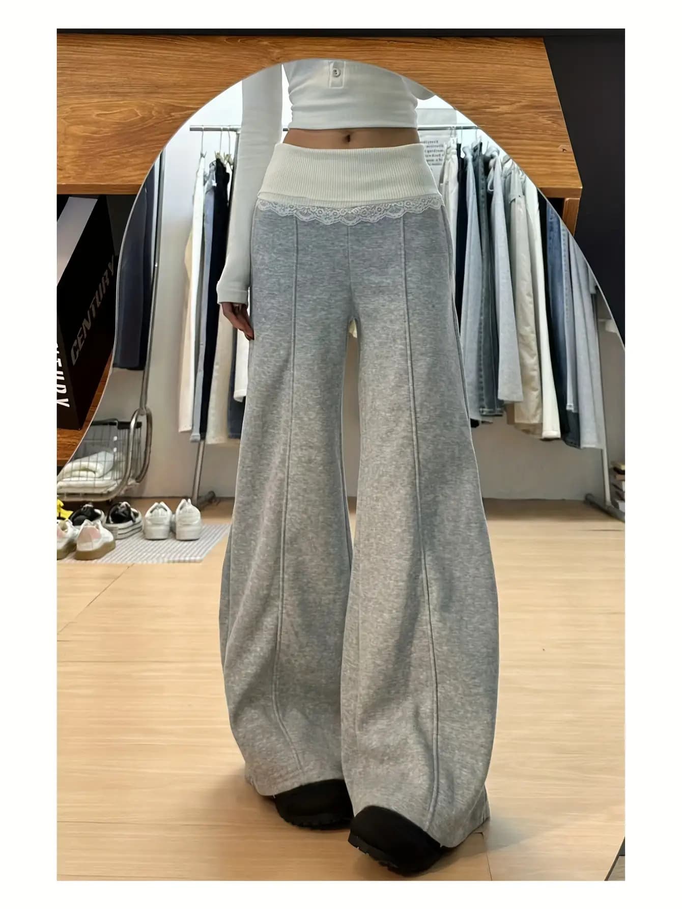 【ウエストレース】 ワイドパンツ レディース スウェットパンツ ハイウエスト 脚長 美脚 センターライン ピンタック ロングパンツ ズボン ボトムス イージーパンツ ウエストゴム 楽ちん ストレッチ 伸縮性 ゆったり 体型カバー 着痩せ 部屋着 ルームウェア 春 夏 秋 冬