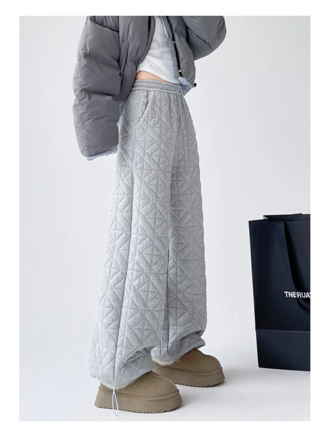 【裾ドロスト2way】キルティングパンツ レディース ワイドパンツ 裏起毛 裏ボア 暖かい 暖パン 保温 厚手 防寒 ズボン ボトムス ロングパンツ スウェットパンツ ゆる ハイウエスト ウエストゴム 楽ちん 体型カバー 着痩せ 美脚 脚長 部屋着 ルームウェア カジュアル
