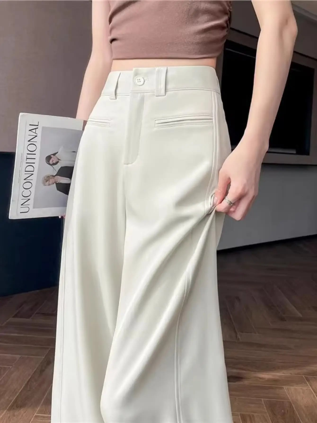 ワイドパンツ レディース スラックス センタープレス ハイウエスト ズボン ボトムス ロング 体型カバー 着痩せ 脚長 美脚 ゆったり シワ防止 オフィス 通勤 OL きれいめ カジュアル フォーマル 春 夏 秋 冬 通年 大きいサイズ 楽ちん 落ち感 グレー ベージュ 無地