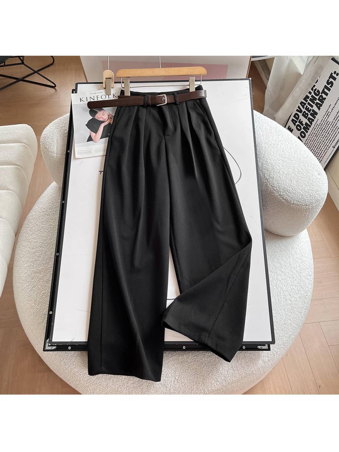 ワイドパンツ スラックス レディース ストレートパンツ ハイウエスト センタープレス タックパンツ ボトムス ズボン ロングパンツ きれいめ オフィス 通勤 仕事着 OL 事務服 体型カバー 脚長 美脚 着痩せ 細見え シワになりにくい 無地 20代 30代 40代 50代 ママコーデ｜Yokos