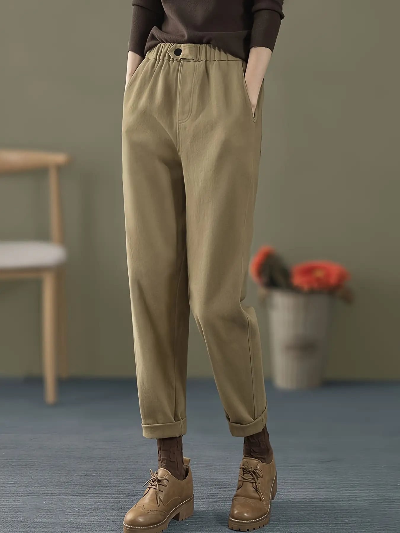 【体型カバー】 テーパードパンツ レディース ハレムパンツ ウエストゴム ゆるパンツ ボトムス ズボン サルエルパンツ チノパン ロングパンツ 10分丈 ワークパンツ 楽ちん リラックス 着痩せ 細見え 美脚 股上深め ナチュラル カジュアル レトロ 無地 春 夏 秋 通勤 OL