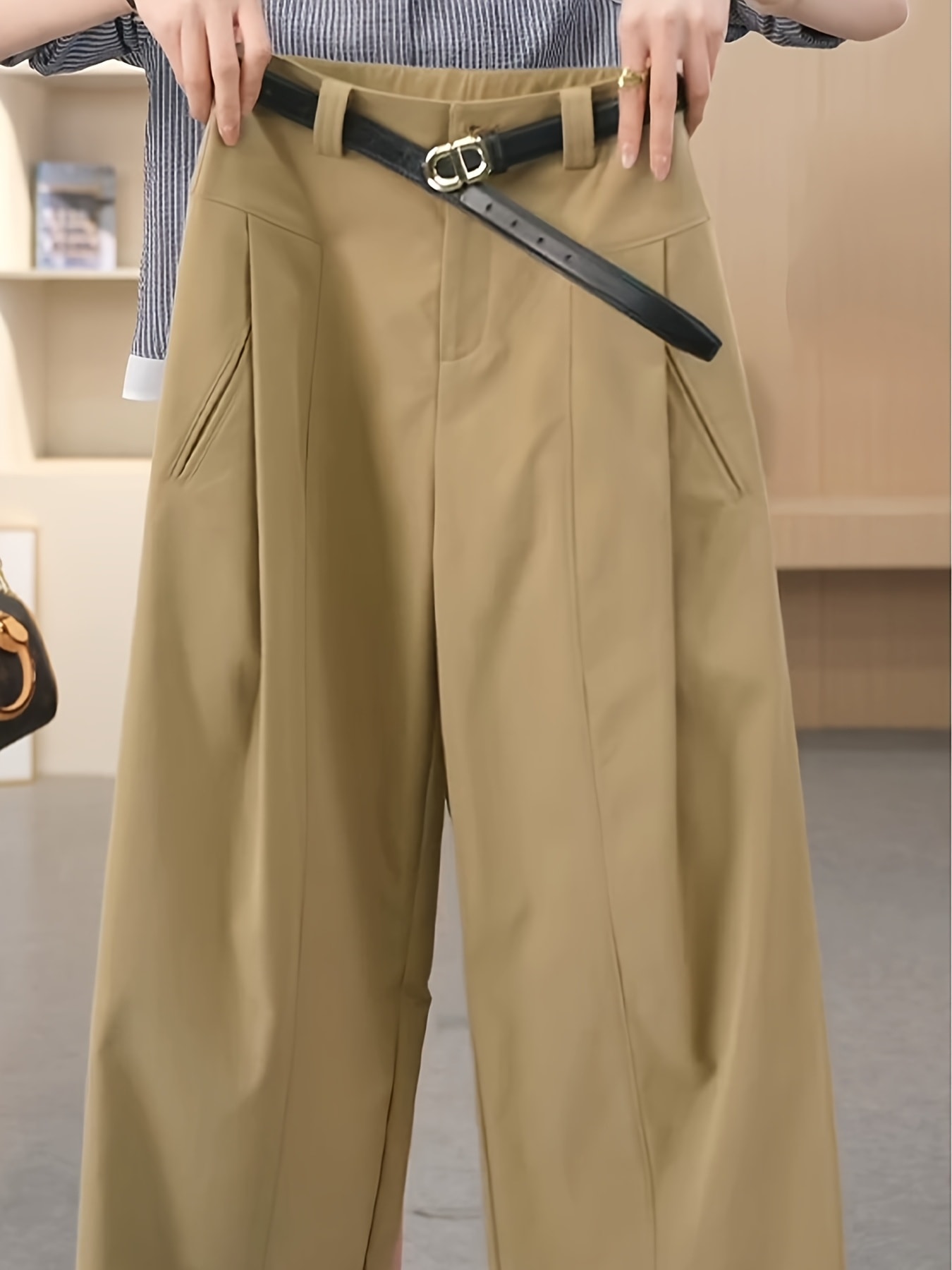 【美脚見え】ワイドパンツ レディース スラックス タックパンツ ハイウエスト ボトムス ズボン センタープレス ストレートパンツ ガウチョ バギーパンツ ウエストゴム 楽ちん ゆったり 体型カバー 着痩せ 脚長 細見え きれいめ カジュアル オフィス 通勤 OL 仕事