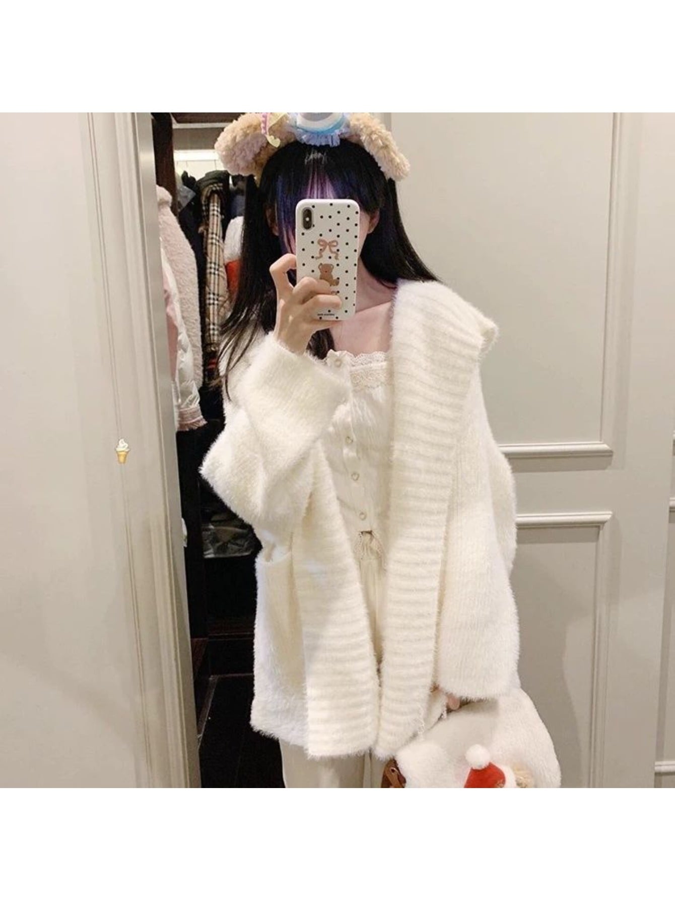 【ふわもこ】カーディガン レディース 秋冬 ニット フード付き シャギーニット フェザー ニットカーディガン もこもこ ふわふわ 羽織り ミドル丈 厚手 ロング ゆったり オーバーサイズ ビッグシルエット 韓国ファッション ゆるニット 暖かい 防寒 体型カバー 華奢見え
