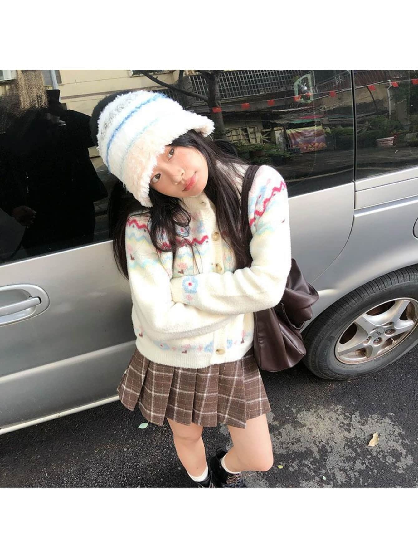 【柔らかフェアアイル】 カーディガン ニット レディース 秋冬 ノルディック柄 厚手 ゆったり 前開き 羽織り セーター トップス 長袖 もこもこ ふわふわ プレッピー 学院風 レトロ 可愛い 大人可愛い 小柄向け 小さめ クリスマス デート カジュアル 体型カバー 着痩せ