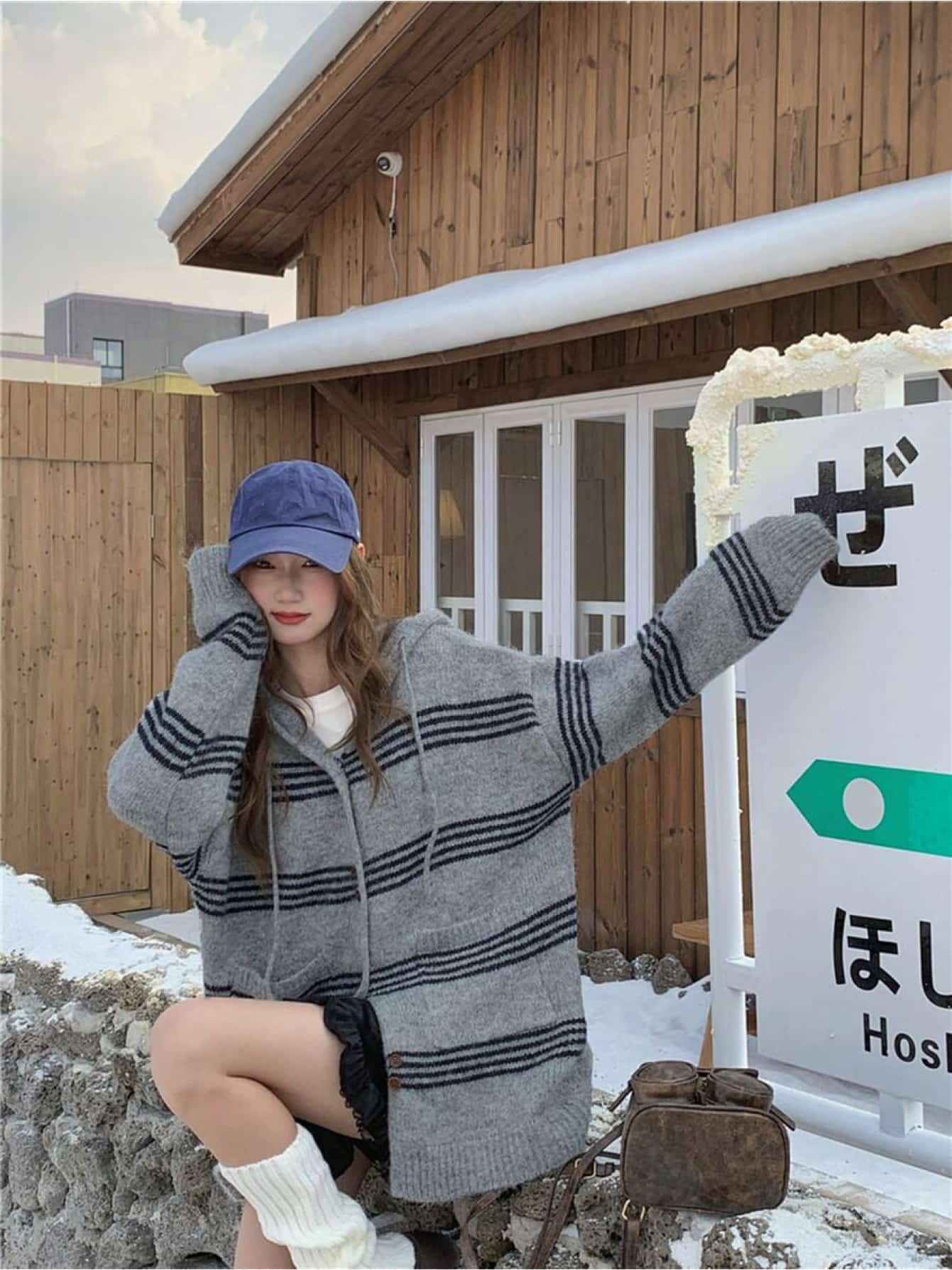 ニット パーカー レディース セーター ボーダー柄 トップス フード付き 羽織り 厚手 オーバーサイズ ゆったり 韓国ファッション 部屋着 ルームウェア カジュアル ビッグシルエット 長袖 体型カバー 着痩せ 二の腕カバー 華奢見え 楽ちん 暖かい 防寒 秋冬 春 秋 冬 7,997円