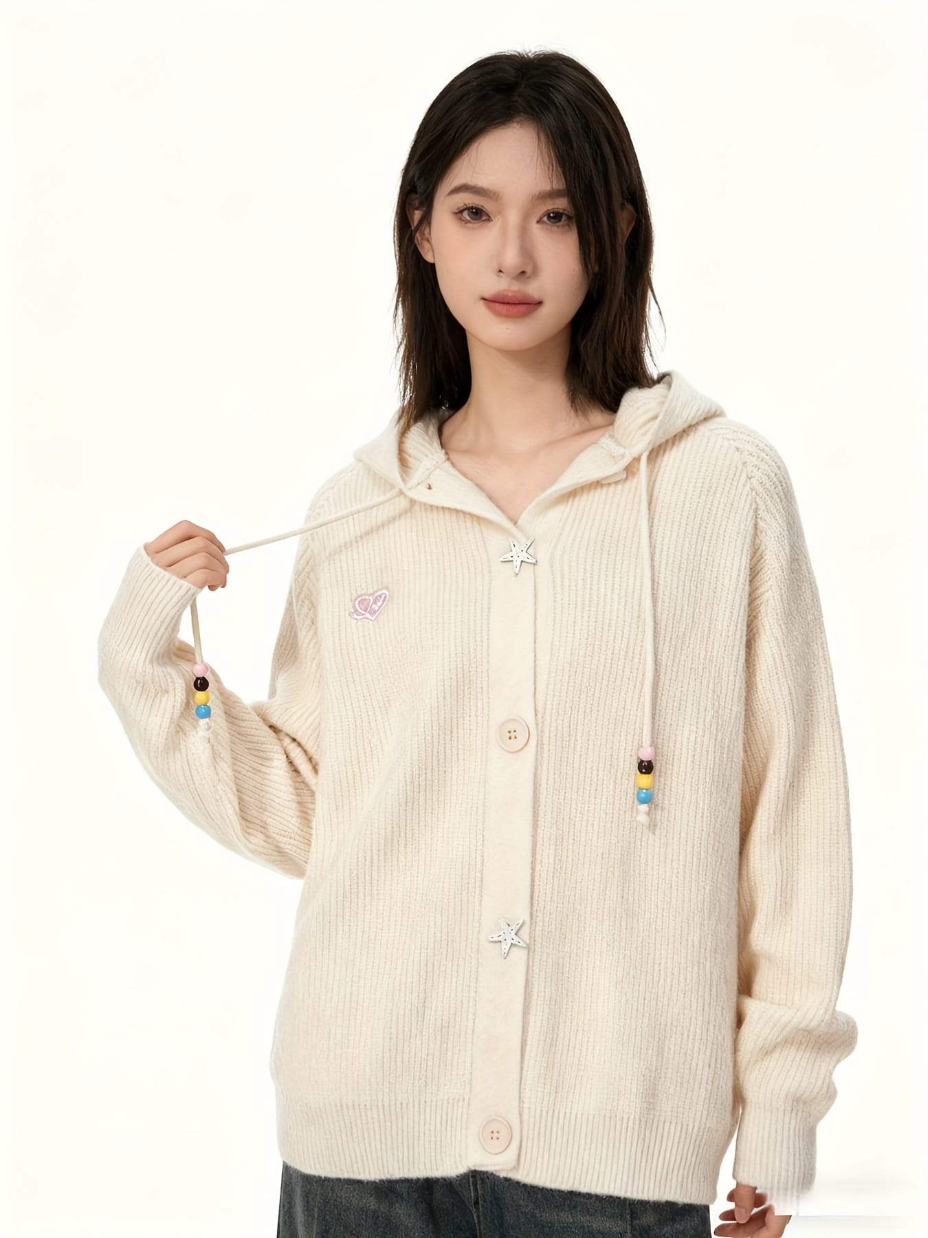 【大人可愛い】ニットパーカー レディース カーディガン フード付き 前開き ニットカーデ 羽織り 厚手 ゆったり トップス 長袖 ボタン リブニット セーター フーディー ゆるニット 体型カバー 華奢見え 着痩せ カジュアル ガーリー 通学 通勤 学生 20代 30代 40代 春