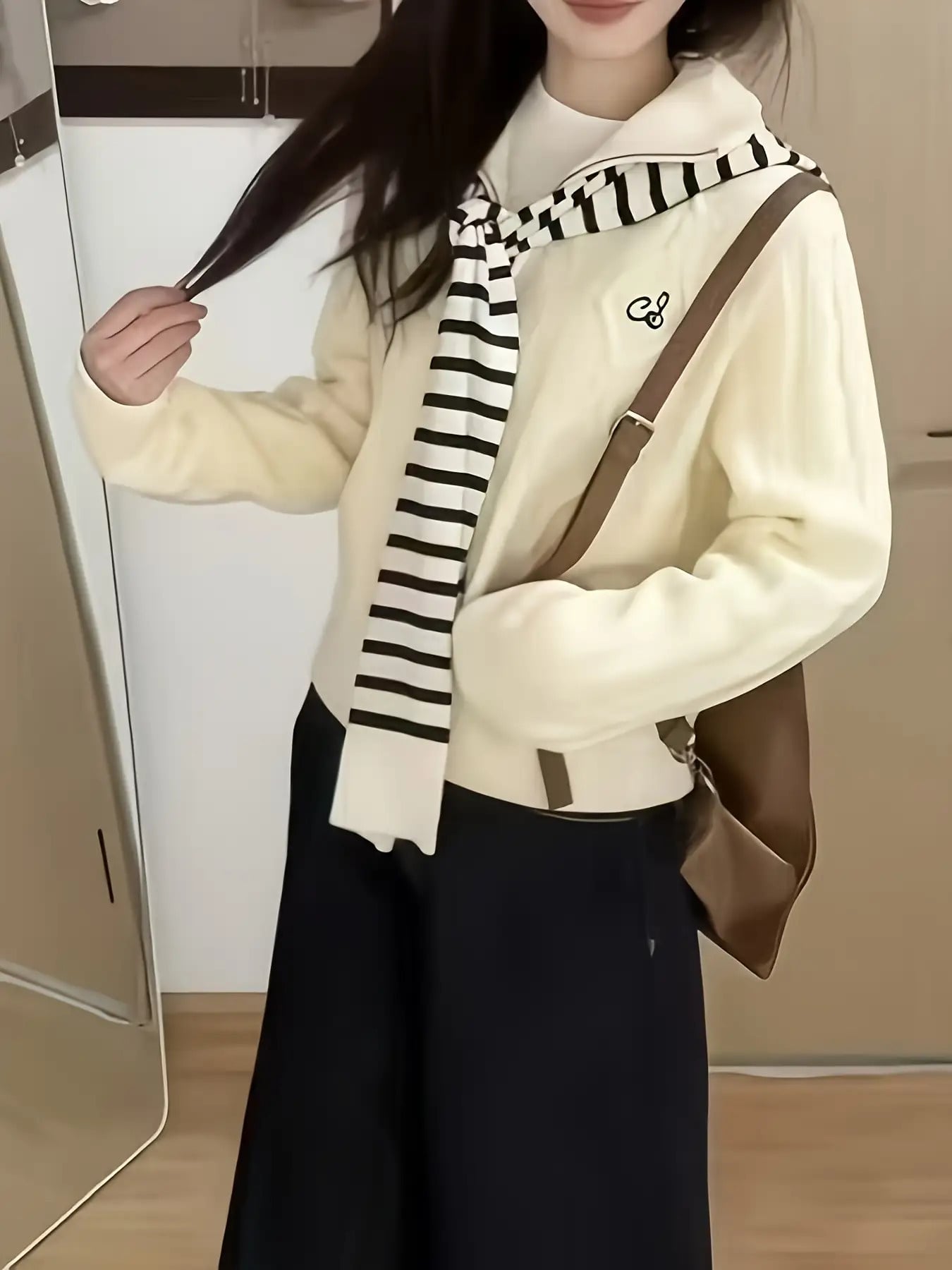 【ショール付き】ニット カーディガン レディース ジップアップ ケーブル編み ストライプ セーター 韓国ファッション アウター 羽織り トップス 長袖 前開き ファスナー セット ケーブルニット 厚手 暖かい 体型カバー 着痩せ 細見え 大人可愛い きれいめ カジュアル