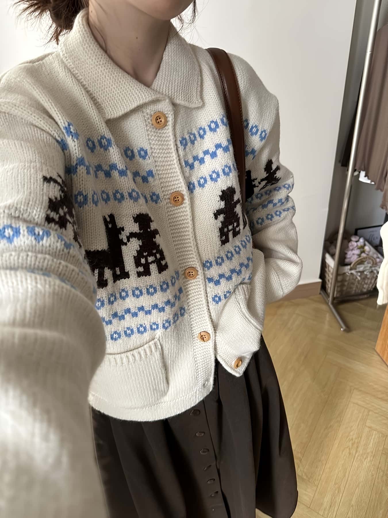【レトロ柄】襟付き カーディガン レディース ニット セーター 秋冬 ジャガード ノルディック柄 トップス 羽織り 暖かい 長袖 前開き ゆったり 体型カバー 着痩せ カジュアル きれいめ 可愛い ヴィンテージ風 通学 通勤 オフィス ママコーデ 20代 30代 40代 春 秋冬|Yokos