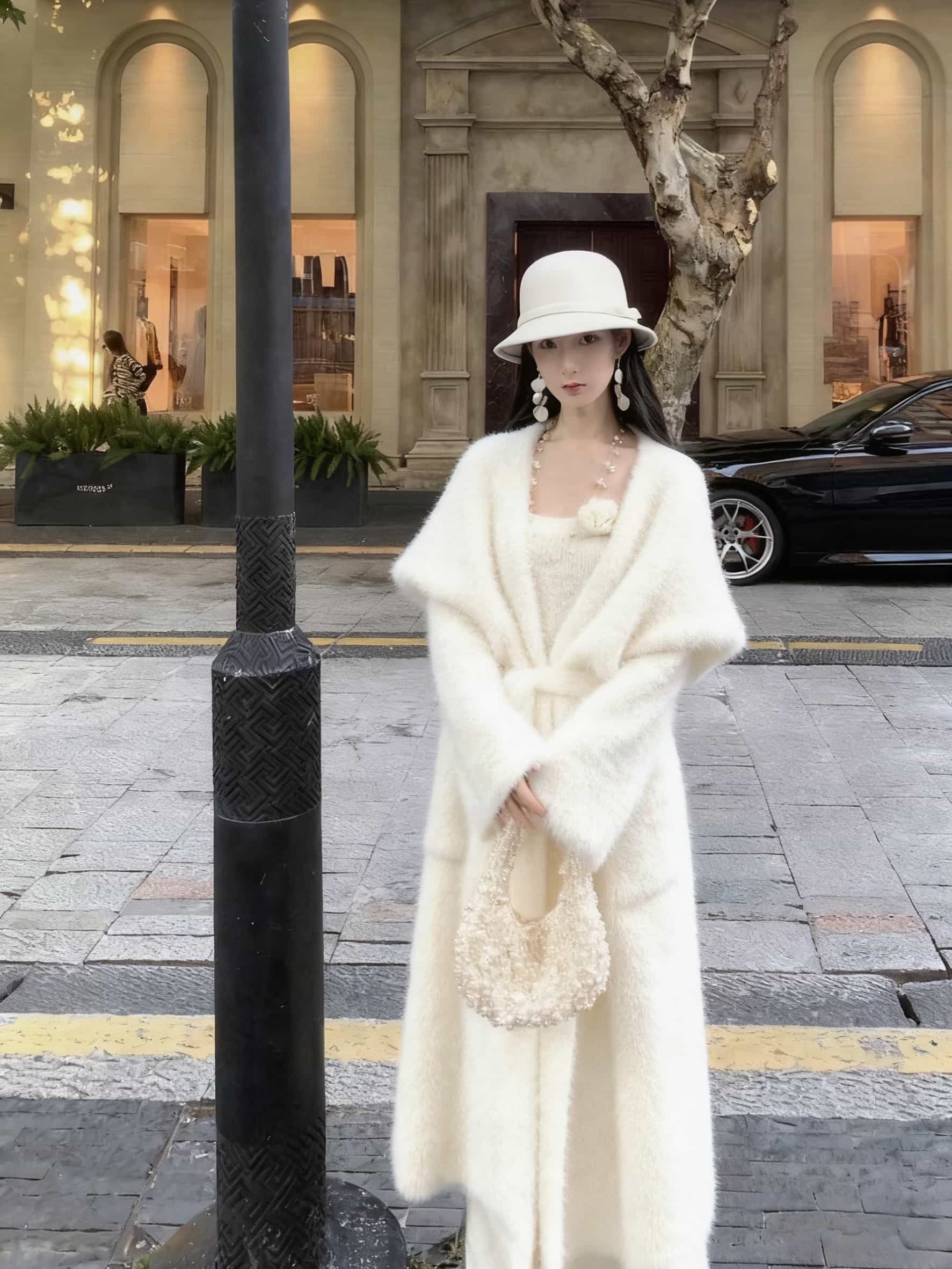 【ふわふわ起毛】ニットコート ロングカーディガン レディース コーディガン 厚手 冬 シャギーニット モヘアタッチ アウター 羽織り ショールカラー ビッグカラー ウエストマーク ベルト付 膝下 ロング丈 マキシ丈 ゆったり 体型カバー 着痩せ 縦ライン 暖かい 防寒｜Yokos 10,404円