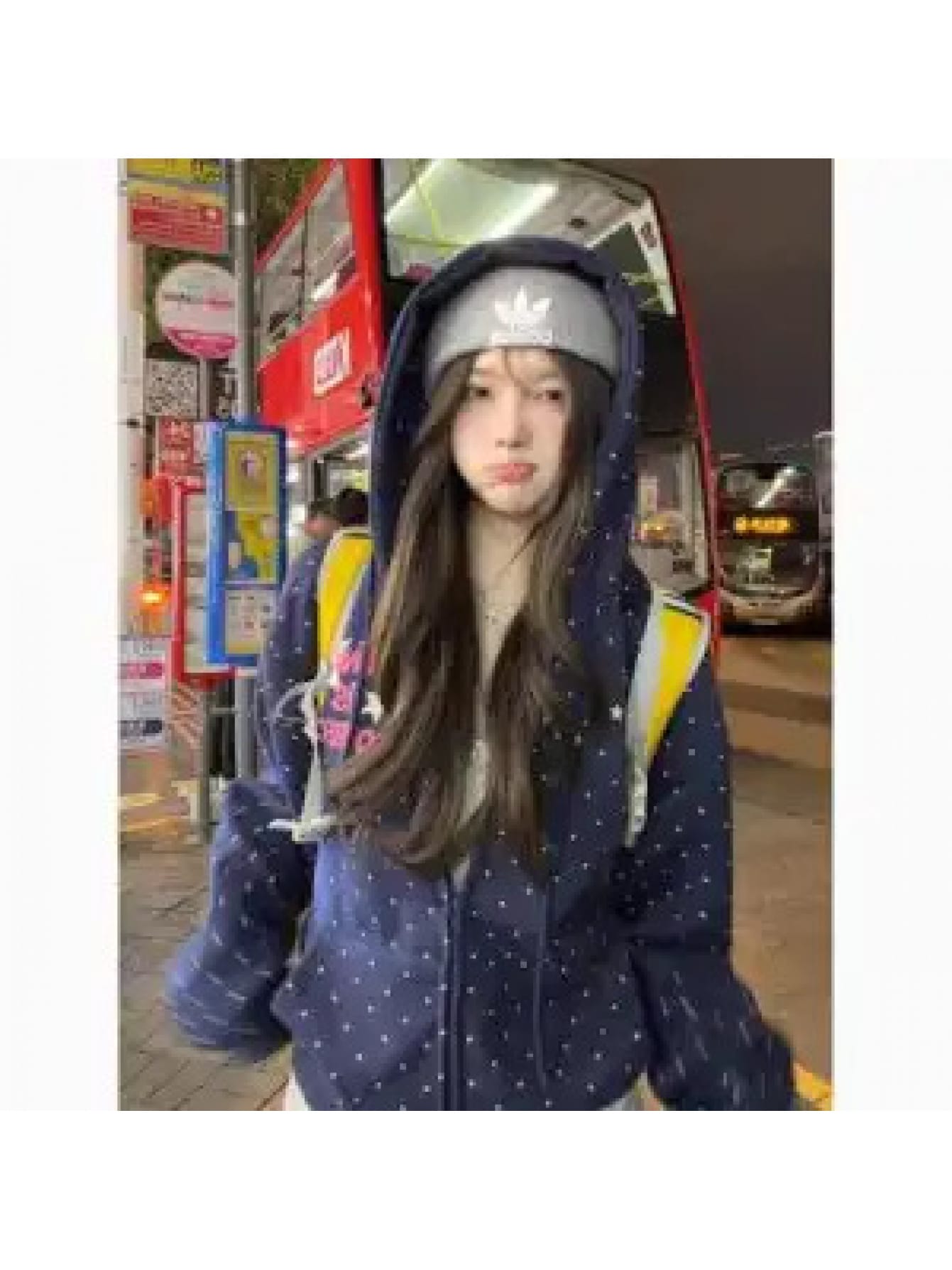 【アメカジ】パーカー レディース ジップアップ 星柄 フーディー ダブルジップ 長袖 前開き フリル スウェット トレーナー アウター 羽織り ヴィンテージ風 レトロ ゆったり 大きいサイズ 体型カバー 着痩せ 地雷系 サブカル Y2K 韓国 秋 冬 紺 ネイビー カジュアル｜Yokos