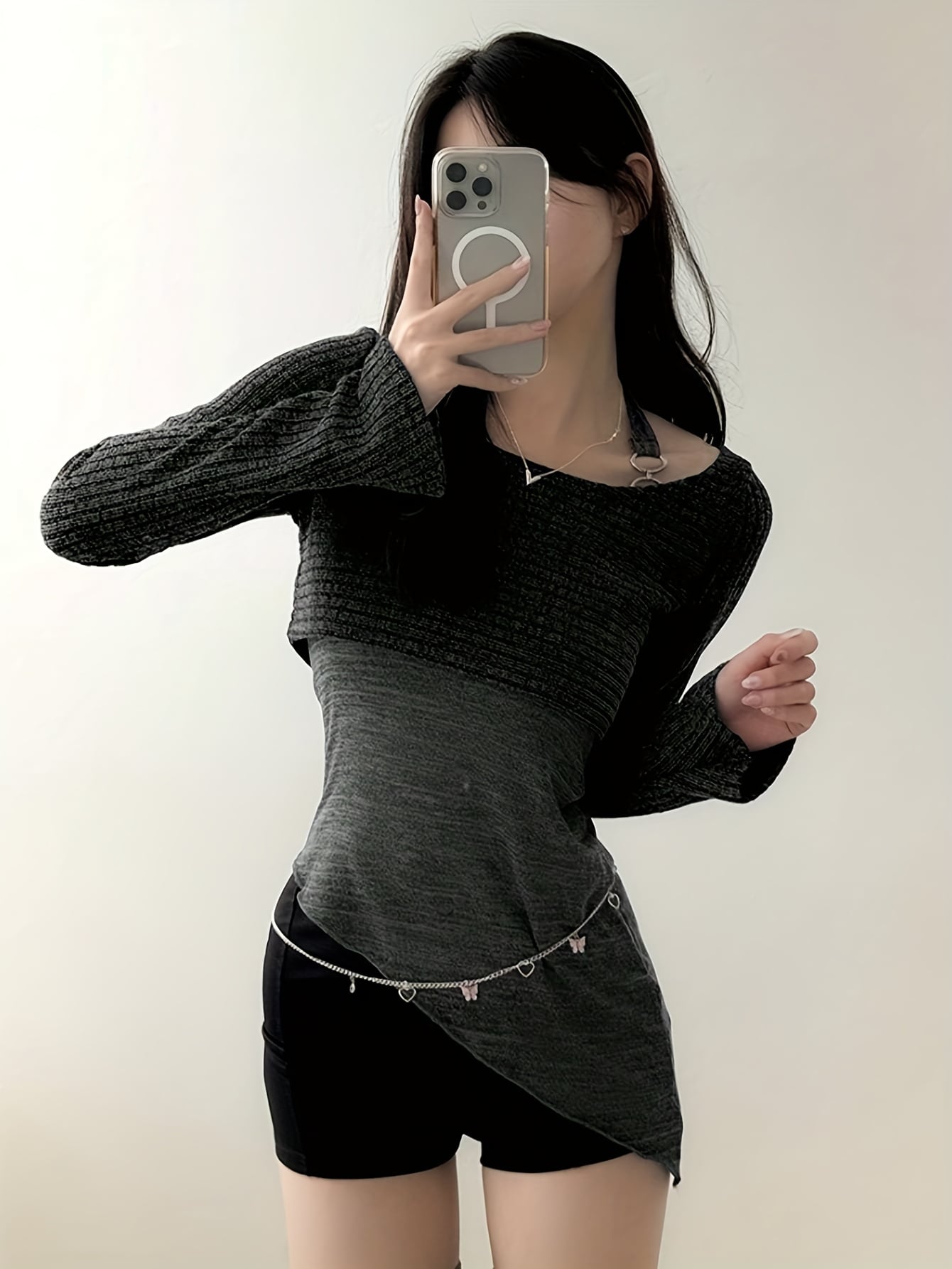 カットソー レディース 長袖 ヘンリーネック Tシャツ リブ トップス ロンT 袖ボタン ハーフボタン 襟付き Vネック タイト 無地 インナー 重ね着 伸縮性 ストレッチ 細見え 着痩せ 華奢見え きれいめ カジュアル 大人可愛い オフィス 通勤 OL 通学