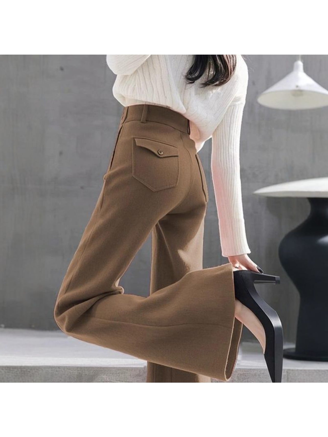 【美脚効果】スラックス レディース ブーツカット ベルボトム パンツ ハイウエスト ワイドパンツ ボトムス センタープレス 秋 冬 ウール調 オフィス 通勤 OL きれいめ カジュアル 大人可愛い 体型カバー 着痩せ 細見え 脚長 ママ 30代 40代 ブラウン 6,968円