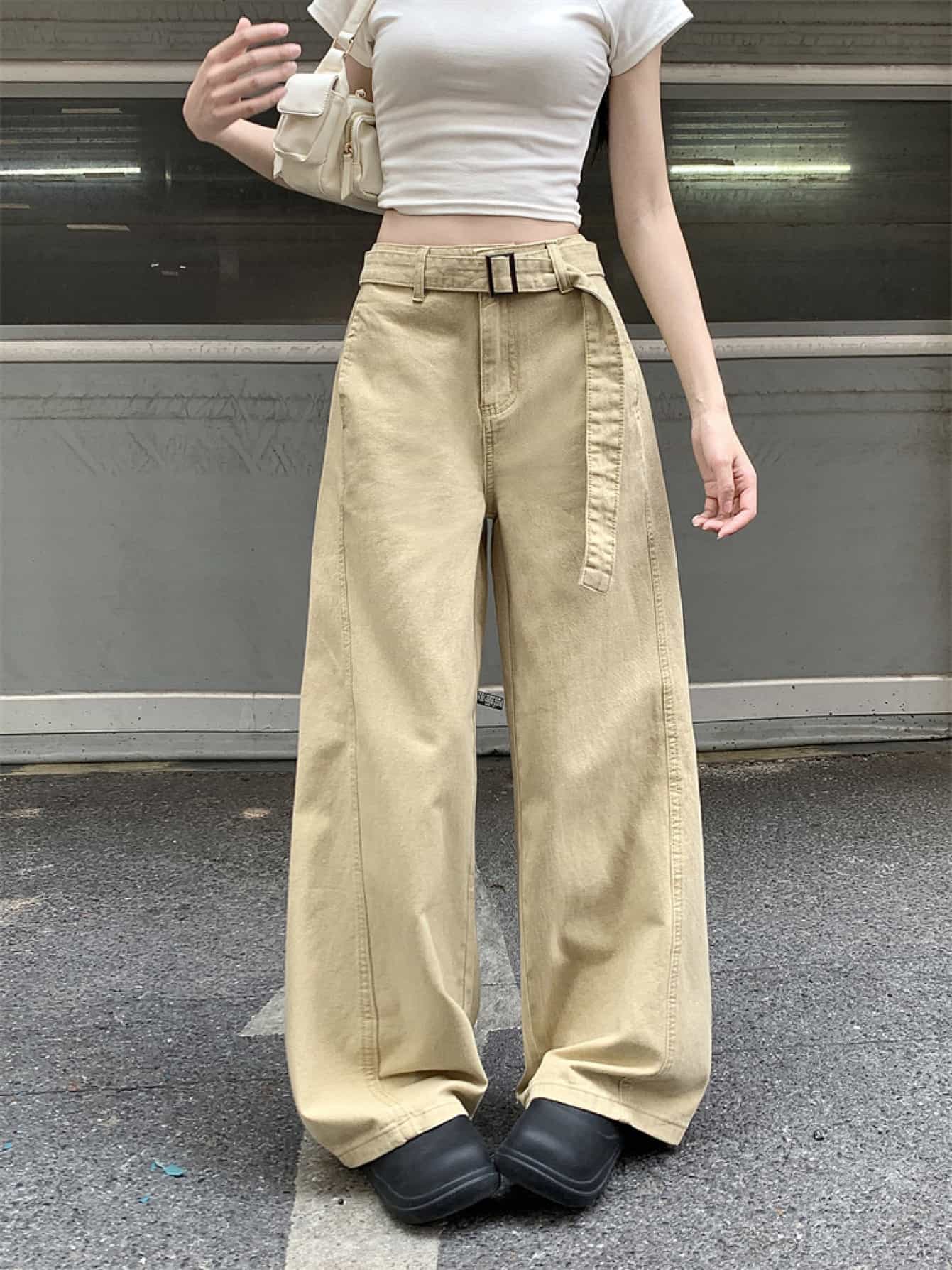デニム パンツ レディース レースアップ ベルボトム ジーンズ ブーツカット ジーパン ロング丈 ハイウエスト 美脚 脚長効果 スリット ダメージ フリンジ カットオフ 裾フリンジ ボトムス ズボン 大人可愛い カジュアル ストリート 韓国風 20代 30代
