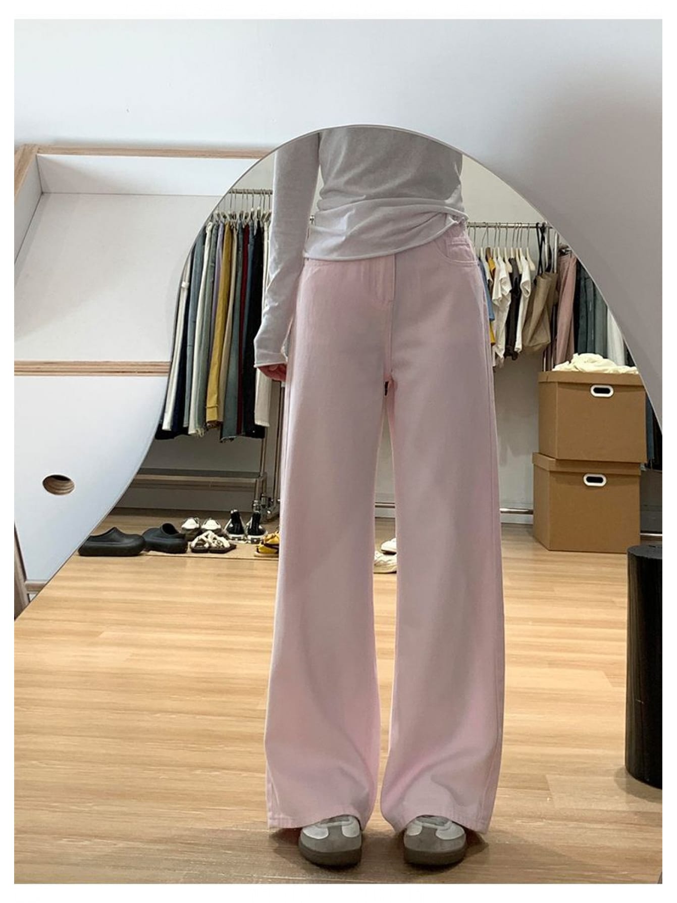 【2025新作】ワイドパンツ デニム レディース ジーンズ ハイウエスト ピンク ストレートパンツ ジーパン ロングパンツ ボトムス 体型カバー 着痩せ 脚長効果 美脚 ゆったり ズボン 春 夏 秋 冬 大きいサイズ 大人可愛い きれいめ カジュアル 韓国 ファッション