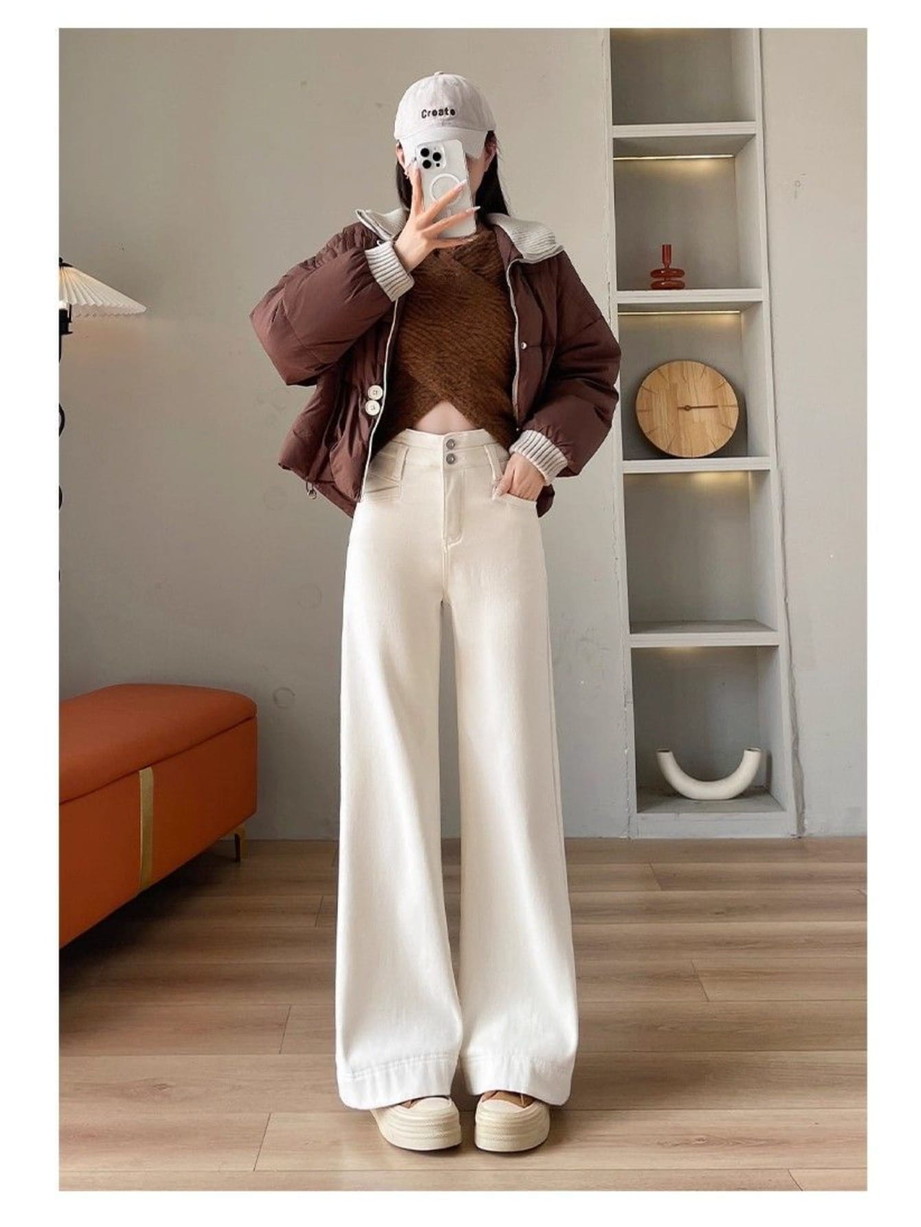 ワイドパンツ デニム レディース ハイウエスト デニムパンツ 白 ジーパン ジーンズ ロング丈 ズボン ボトムス 体型カバー 着痩せ 細見え 洋梨体型 股上深め ゆったり ストレート ホワイト アイボリー コットン風 大人 カジュアル きれいめ 通勤 通学 春 夏 秋 冬 20代｜Yokos