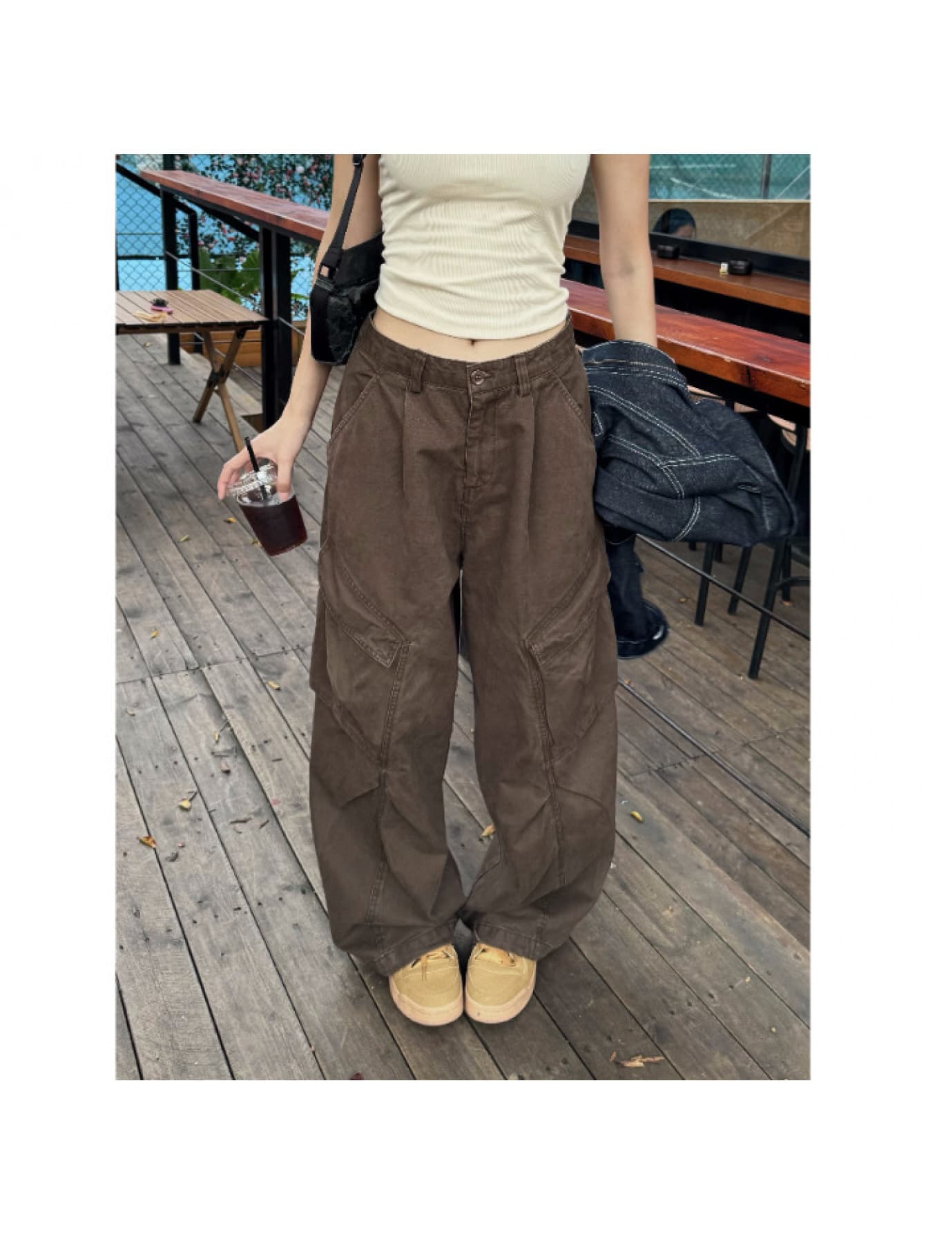 【ヴィンテージ風】カーゴパンツ レディース ワイドパンツ ワークパンツ ズボン ゆったり ボトムス ミリタリー 多ポケット ストリート ダンス 衣装 ヒップホップ y2k 韓国 ファッション ハイウエスト 脚長 美脚 体型カバー 綿 コットン 10代 20代 30代 春 夏 秋 冬