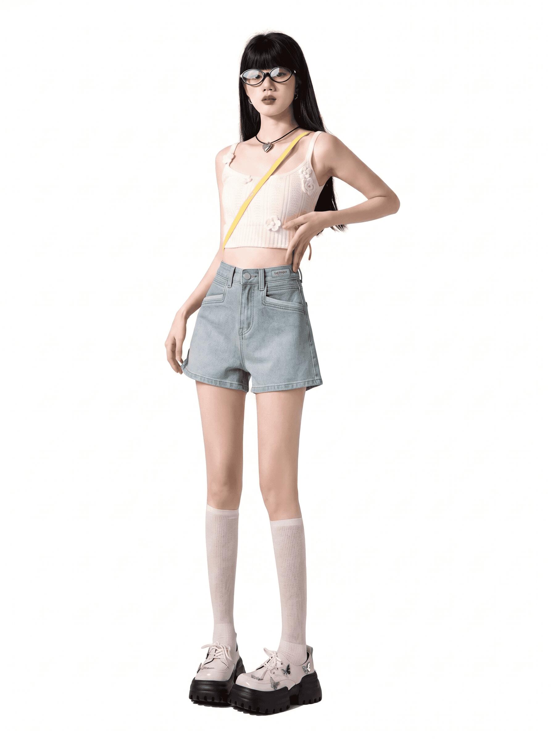 デニム ショートパンツ レディース ハイウエスト Aライン 短パン 着痩せ 脚長 ゆったり ジーパン 夏 ホットパンツ ファッション カジュアル 美脚 広い裾 ボトムス 美尻 柔らかい 涼しい 学生｜Yokos