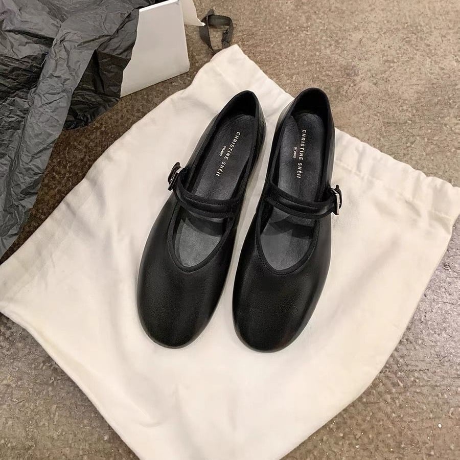 メリージェーン パンプス レディース ぺたんこ ストラップ 黒 ローヒール 痛くない 歩きやすい ラウンドトゥ フラットシューズ 柔らかい カジュアル フォーマル 通勤 通学 冠婚葬祭 レザー調 カン|Yokos