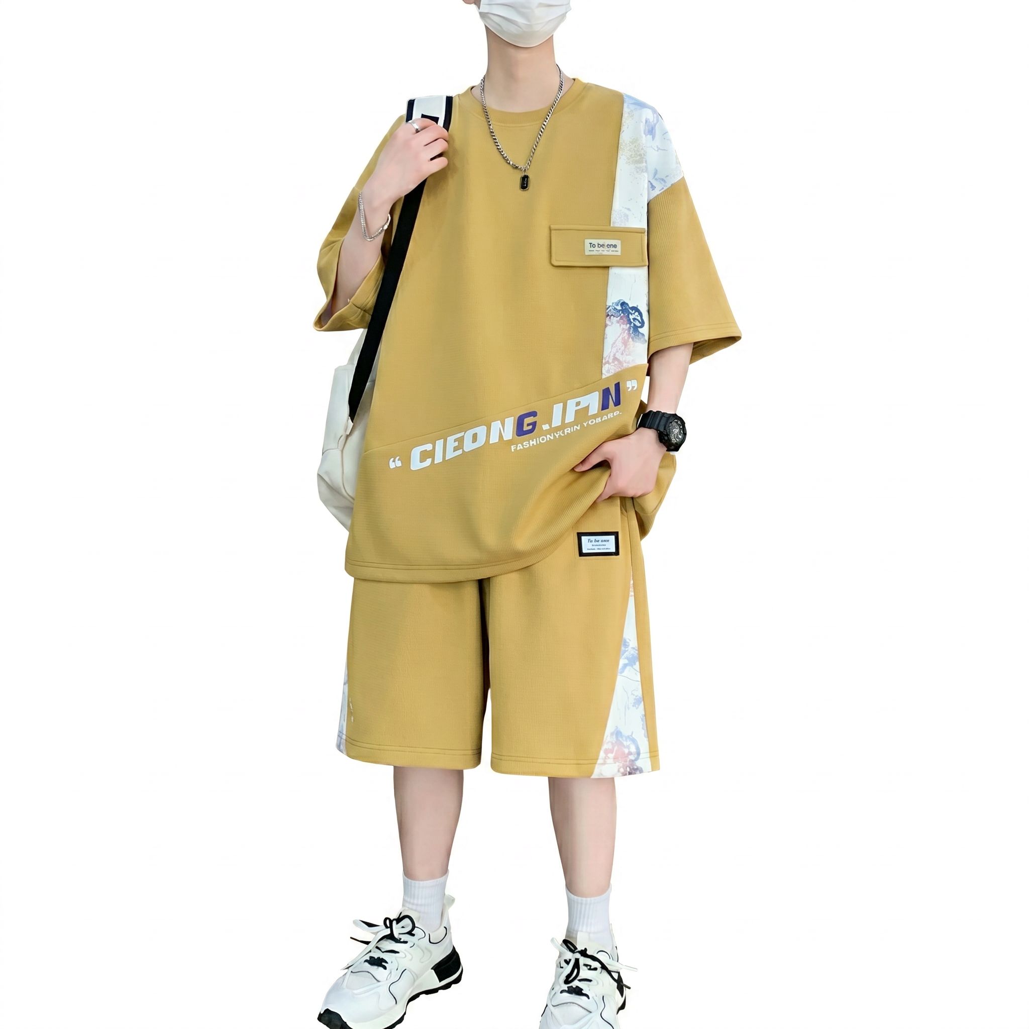 セットアップ メンズ 上下セット 半袖 Tシャツ ハーフパンツ ビッグシルエット ドロップショルダー ゆったり ストリート系 通気 カジュアル 大きいサイズ オーバーサイズ ルーズ 夏用 グラフィック｜Yokos