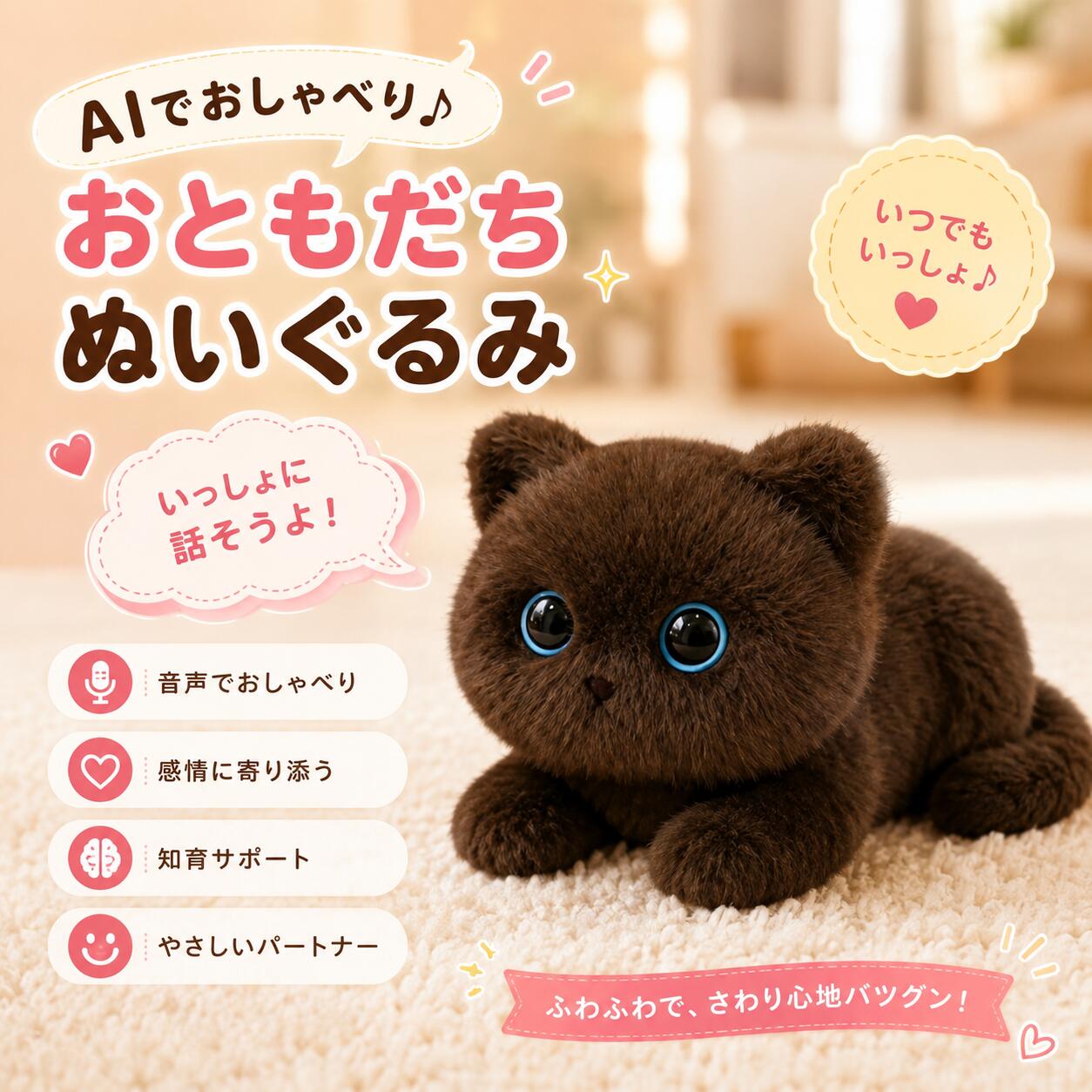 【最新 人工知能学愛玩動物】【月額無料★2026最新款】猫 人工知能学人造人間 人工知能学愛玩動物 陰電子愛玩動物 しゃべる ぬいぐるみ aiぬいぐるみ 手あそび 知育手あそび 英語 学びとる 癒しグッズ 差し上げ物 ちびっ子 生まれ落ちる日 クリスマス ChatGPT相応う スマホ聯絡 次世代人工知能学愛玩動物 しゃべる 66言葉づかい相応う  一人暮ら 成年者