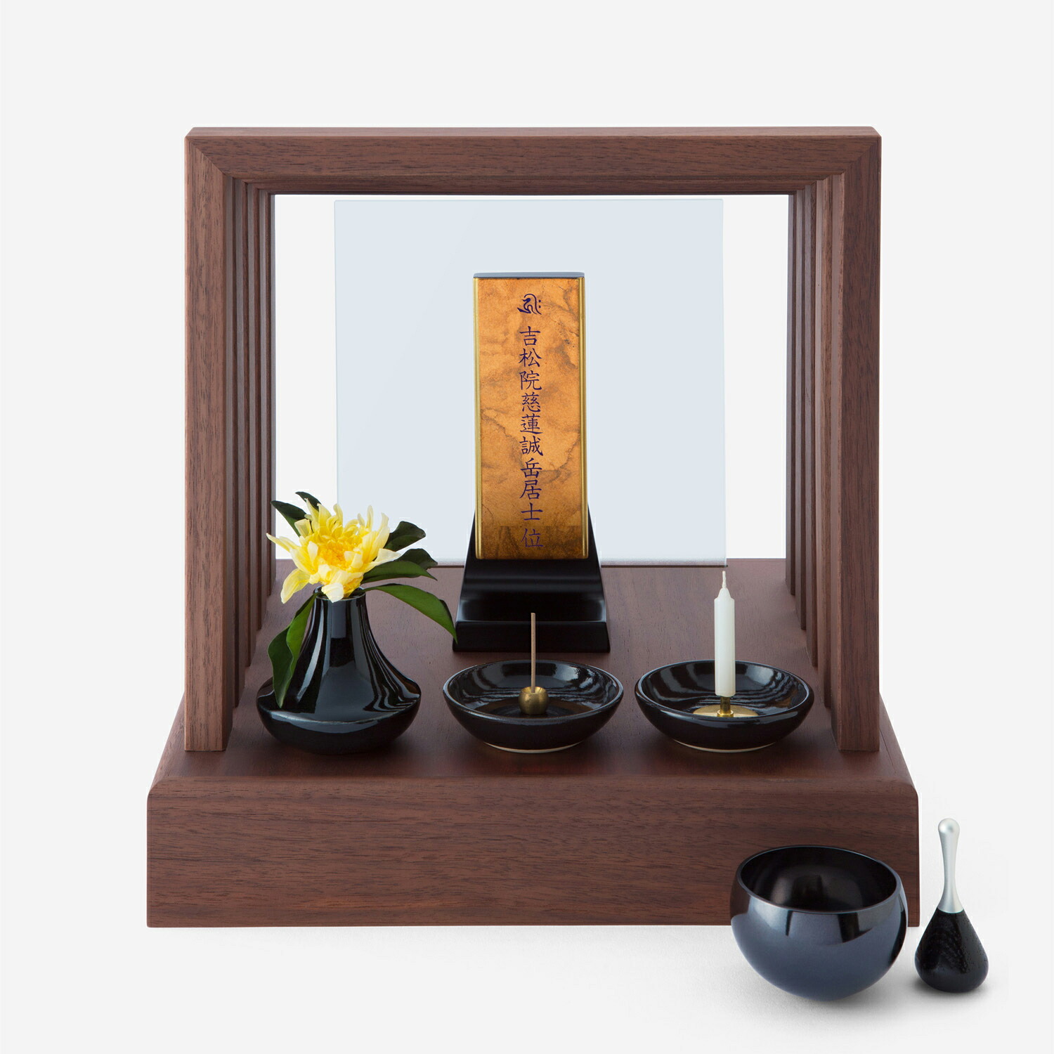 不穏当壇無償性だん COMFORTコンフォート＋仏具（三完全無欠さ伊吹）・位牌（mica角型）・おりん（嚠喨たる）書き割りあり【貨物輸送無料】手元供養 ナナ足し加える 小型 省間隔文字