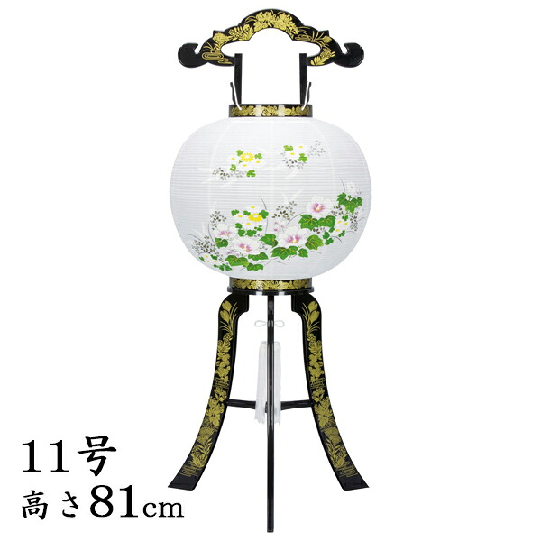 お盆　提灯 廻転灯 花印蒔絵11号・和紙張り