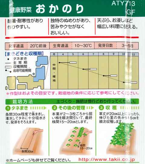 楽天市場 健康野菜 おかのり タキイ種苗 5ml 野菜種 春まき Gf Hana Uta 米沢園芸 楽天市場店