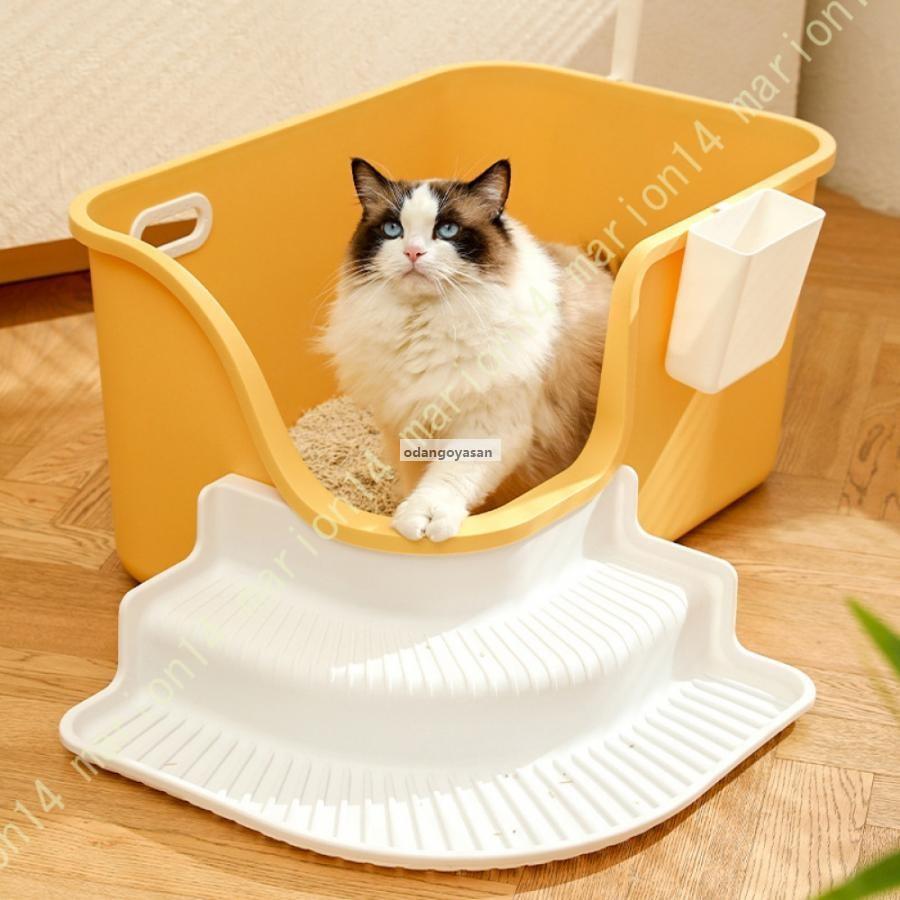 大型猫室内用便器 公公然たる印字機 猫用室内用便器本体 大きめ 深め 猫の室内用便器 広々大いさ ゆったり 砂飛び散り押しとどめる 大開口部 シャヴェル付き添い人 大きな 花・ガーデン・DIY-その他