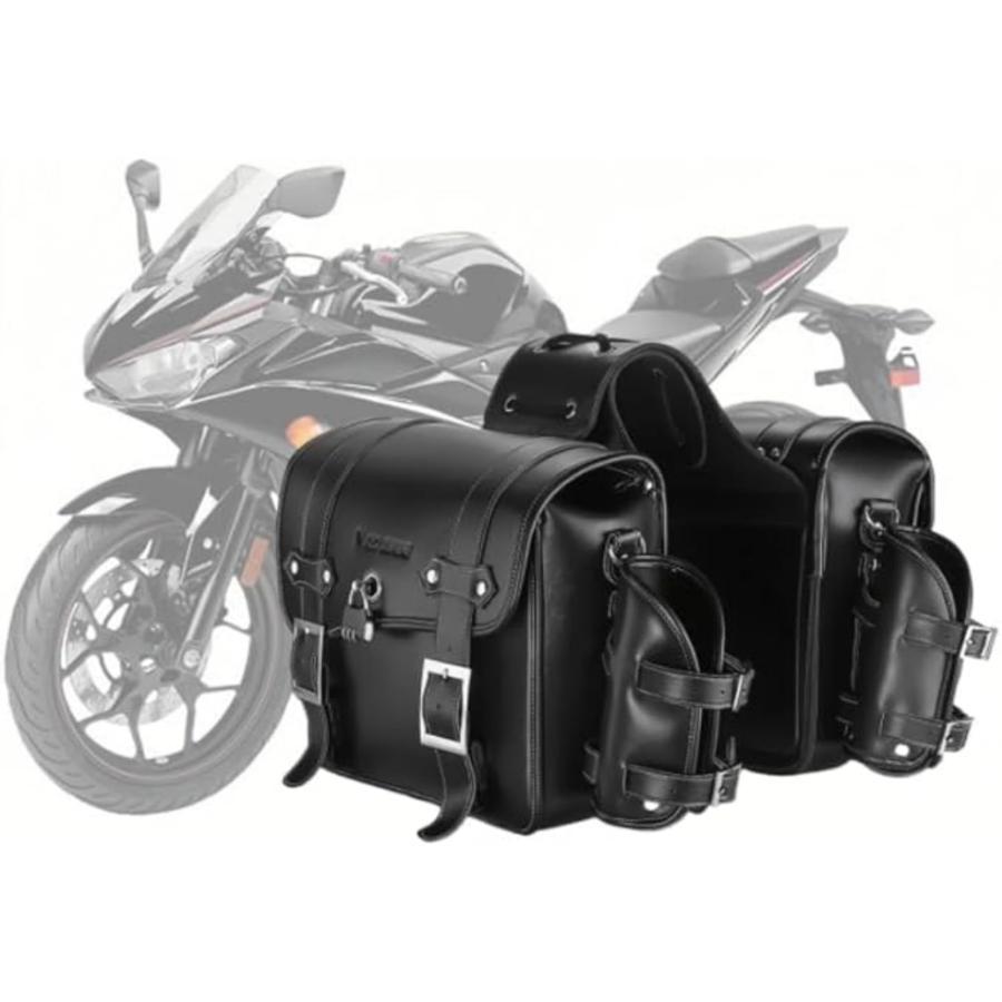 バイク サイドバッグ 防水 サイドバックバイク用サイドバッグ レトロ ダブルサイドバッグ 大容量8+8L 左右セット 本革収納バッグ サイド