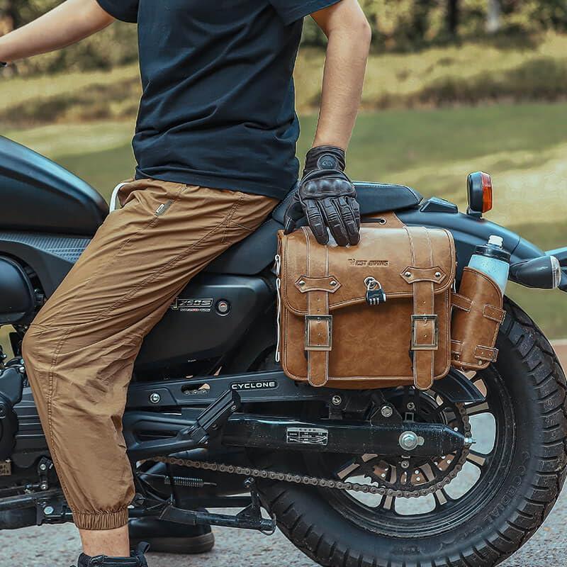自動自転車用姿勢御徒面子 レトロ ダブルサイドバッグ 大静電容量8+8L 働きかける仕掛ける 姿勢御徒面子 大静電容量なめし革納める御徒面子 価値高い品用パスワードロッ