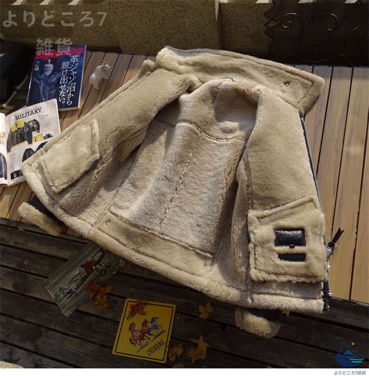 本物 カジュアル 羊革 ブラウン ボア 茶色 ファージャケット スエード ムートンジャケット B-3 革ジャン レザージャケット バイカージ