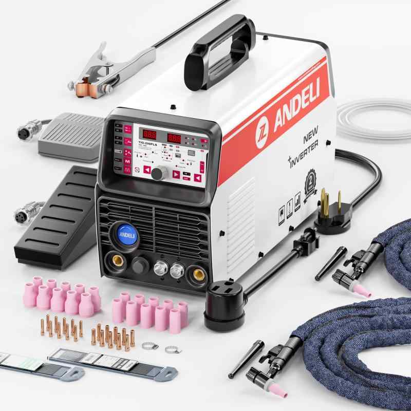 ANDELI 100V/200V 200AMP アルミ溶接機 TIG 溶接機 AC DC Clod/TIG 溶接機 TIG-250PLS (アルミ溶接トーチ付く)｜YOROZUYA本舗　店