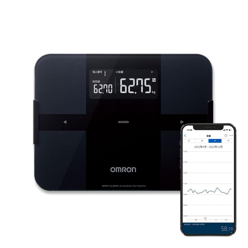 オムロン 体量・体組み上げる計 カラダ走査 スマホアプリ/OMRON connect相応う ホワイト-ブラック