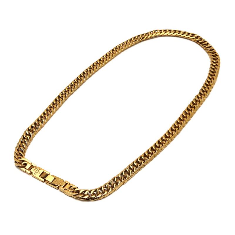[silver KYASYA]純チタン 6面カット ダブル喜平ネックレス ゴールド シルバー 18K GP チタンネックレス 太め TITANIUM 磁気ネックレス gold