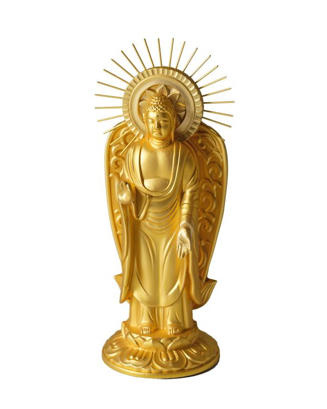 仏像 阿弥陀如来 御西用 (金メッキ/24金) 仏師：牧田秀雲 原型＿『浄土真宗本願寺派(西)』 高岡銅器