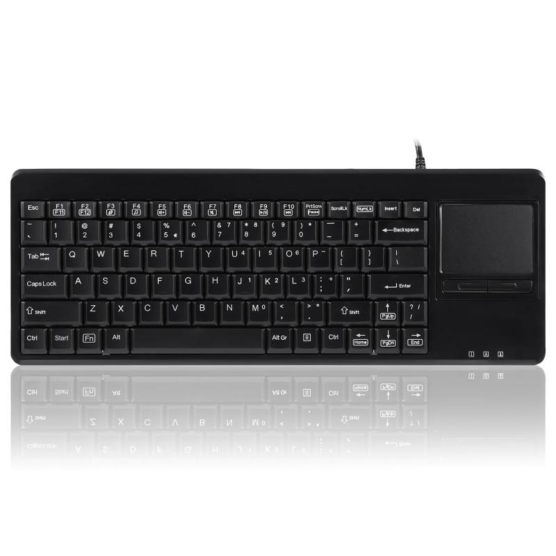Perixx ペリックス PERIBOARD-515HPLUS キーボード タッチパッド搭載 有線 USBハブ２個付 サイズ：370x138x23mm 19インチラック対応 業務用 US 英語配列キーボード【正規品】